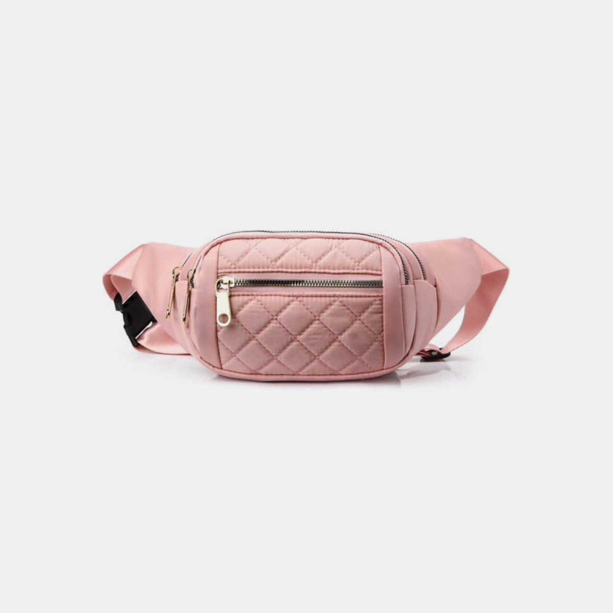 Zenana Quilted Multi Pocket Waist Belt Bag-BELTS-[Adult]-[Female]-Pink-One Size-2022 Online Blue Zone Planet