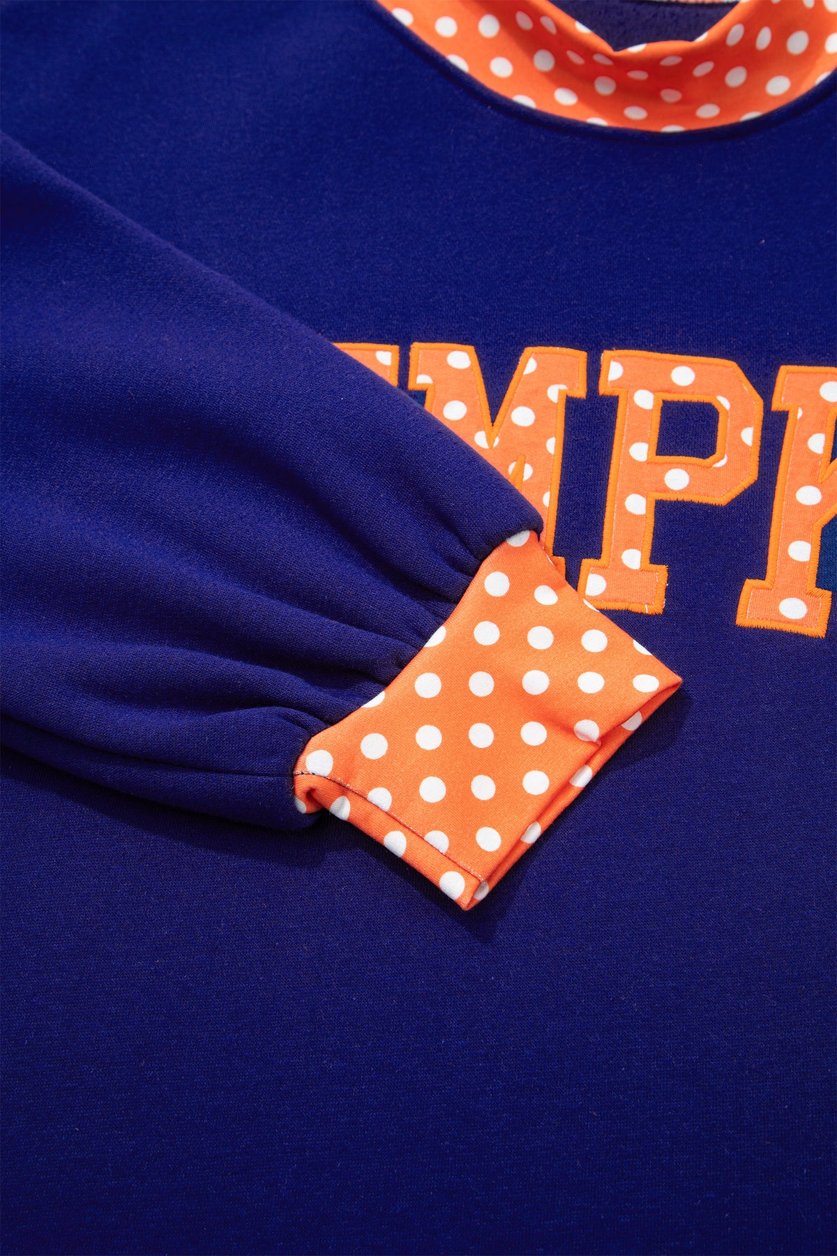 Fiery Red Polka Dot Letter Print Contrast Trim Mock Neck Sweatshirt-Tops/Sweatshirts & Hoodies-[Adult]-[Female]-2022 Online Blue Zone Planet