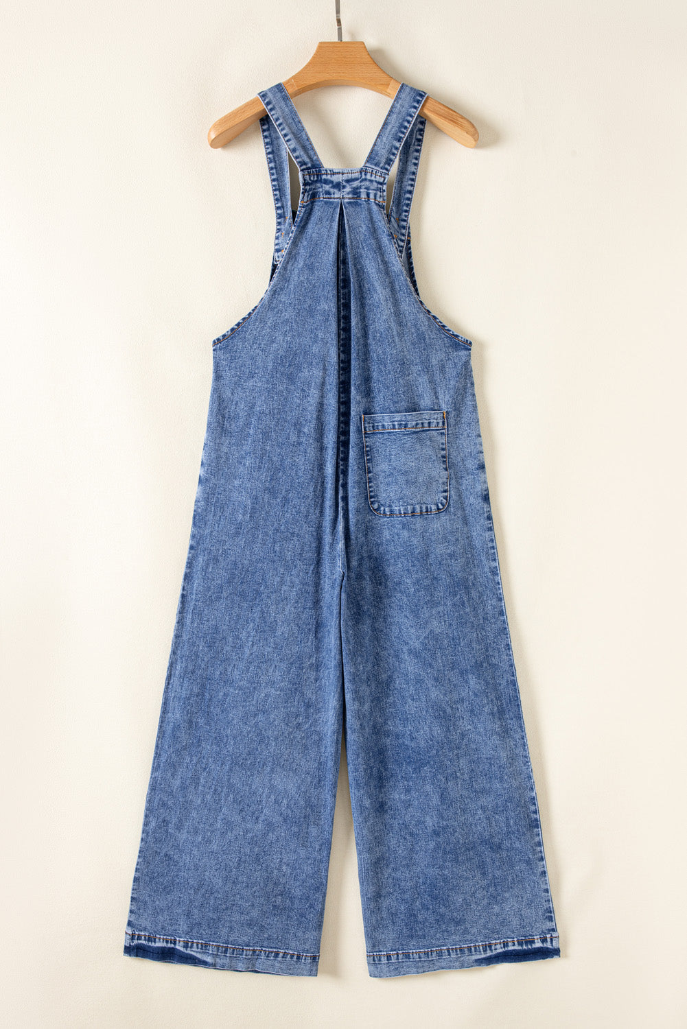 Blue Zone Planet | Light Blue Mineral Wash Buttoned Straps Wide Leg Denim Overalls-Bottoms/Jumpsuits & Rompers-[Adult]-[Female]-2022 Online Blue Zone Planet