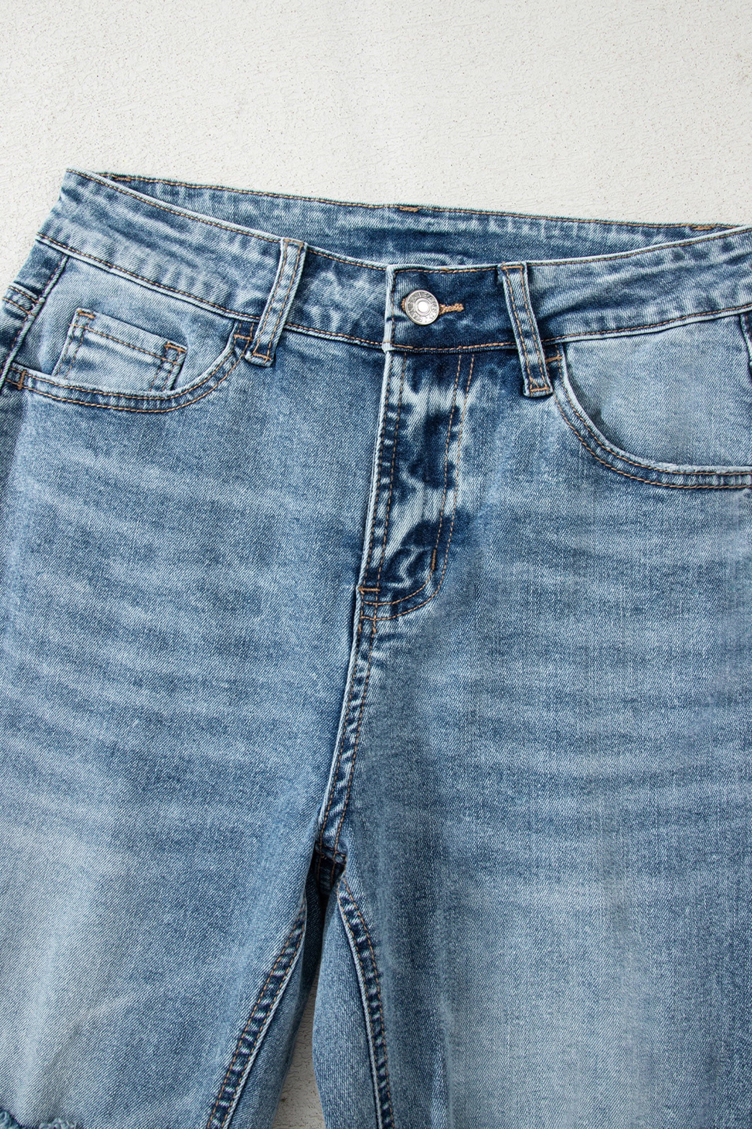 Myosotis Raw Hem Ripped Open Knee Fit Flare Jeans-TOPS / DRESSES-[Adult]-[Female]-2022 Online Blue Zone Planet