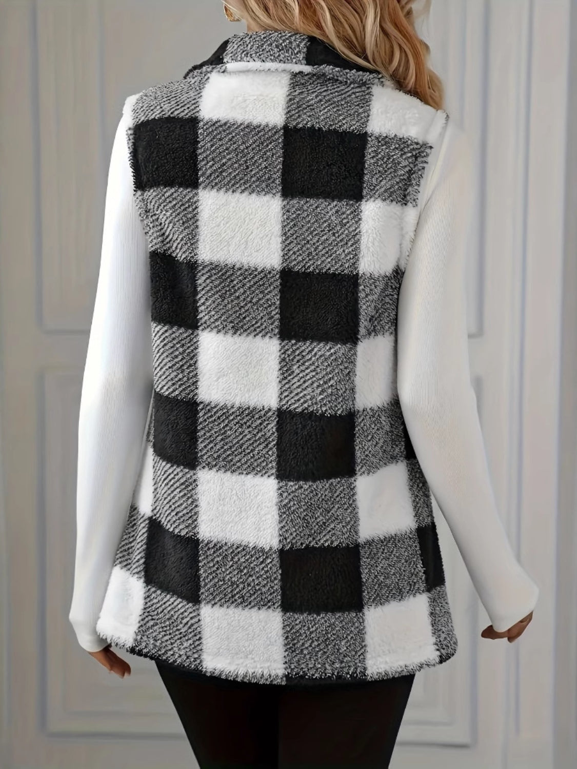 Blue Zone Planet | Plaid Button Up Vest Coat-TOPS / DRESSES-[Adult]-[Female]-2022 Online Blue Zone Planet