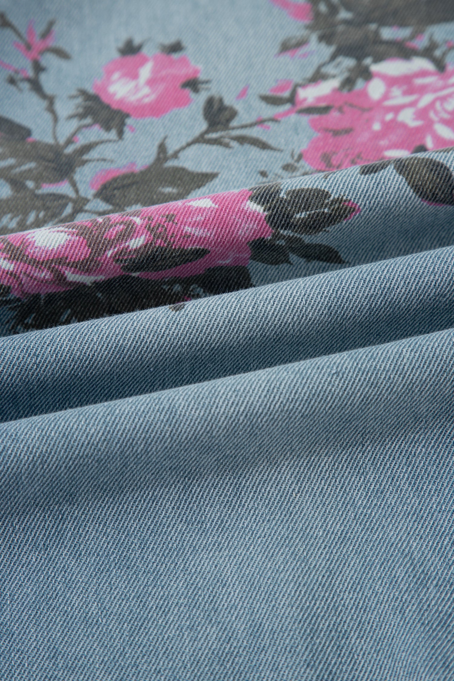 Sky Blue Garden Floral Print Bootcut Jeans-Bottoms/Jeans-[Adult]-[Female]-2022 Online Blue Zone Planet