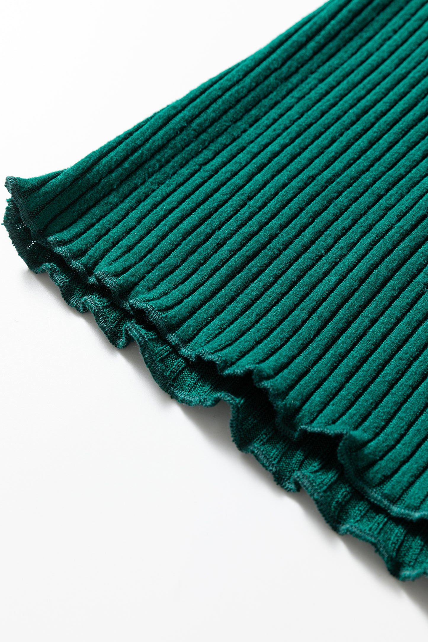 Skobeloff Lace Neckline Button Decor Lettuce Edge Long Sleeve Ribbed Top-Tops/Long Sleeve Tops-[Adult]-[Female]-2022 Online Blue Zone Planet