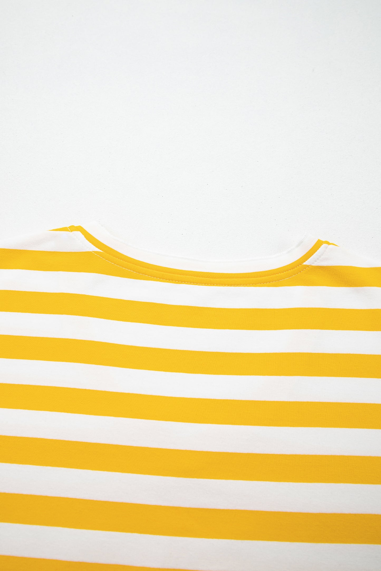 Yellow Stripe Striped Lace Patchwork V Neck Long Sleeve Top