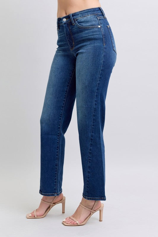 Judy Blue Full Size Side Seam Detail Straight Jeans with Pockets-BOTTOMS SIZES SMALL MEDIUM LARGE-[Adult]-[Female]-2022 Online Blue Zone Planet