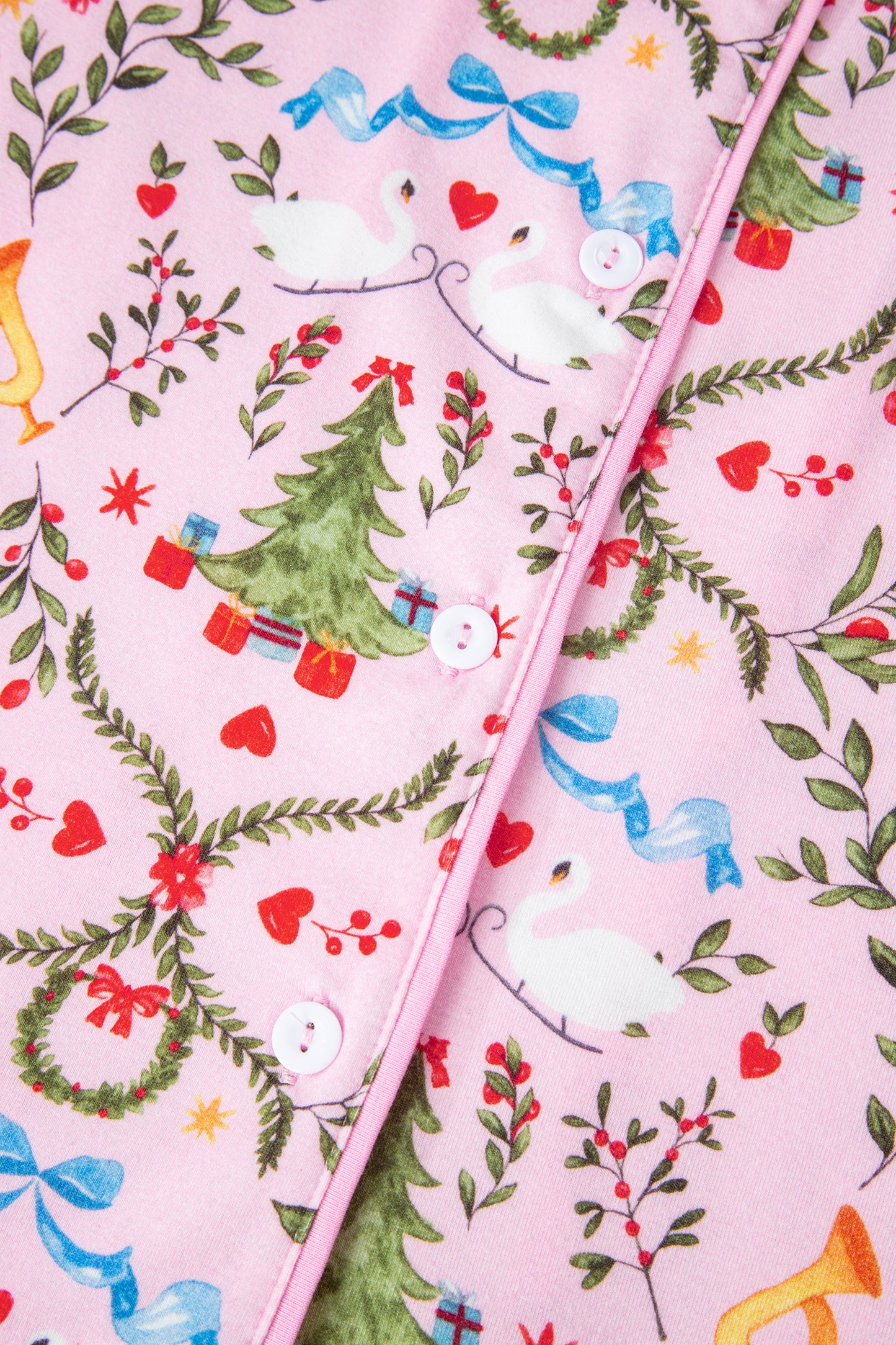 Pink Nutcracker Doll Christmas Print Ribbon Tie Waist Short 2pcs Pajama Set-Loungewear & Sleepwear/Sleepwear-[Adult]-[Female]-2022 Online Blue Zone Planet