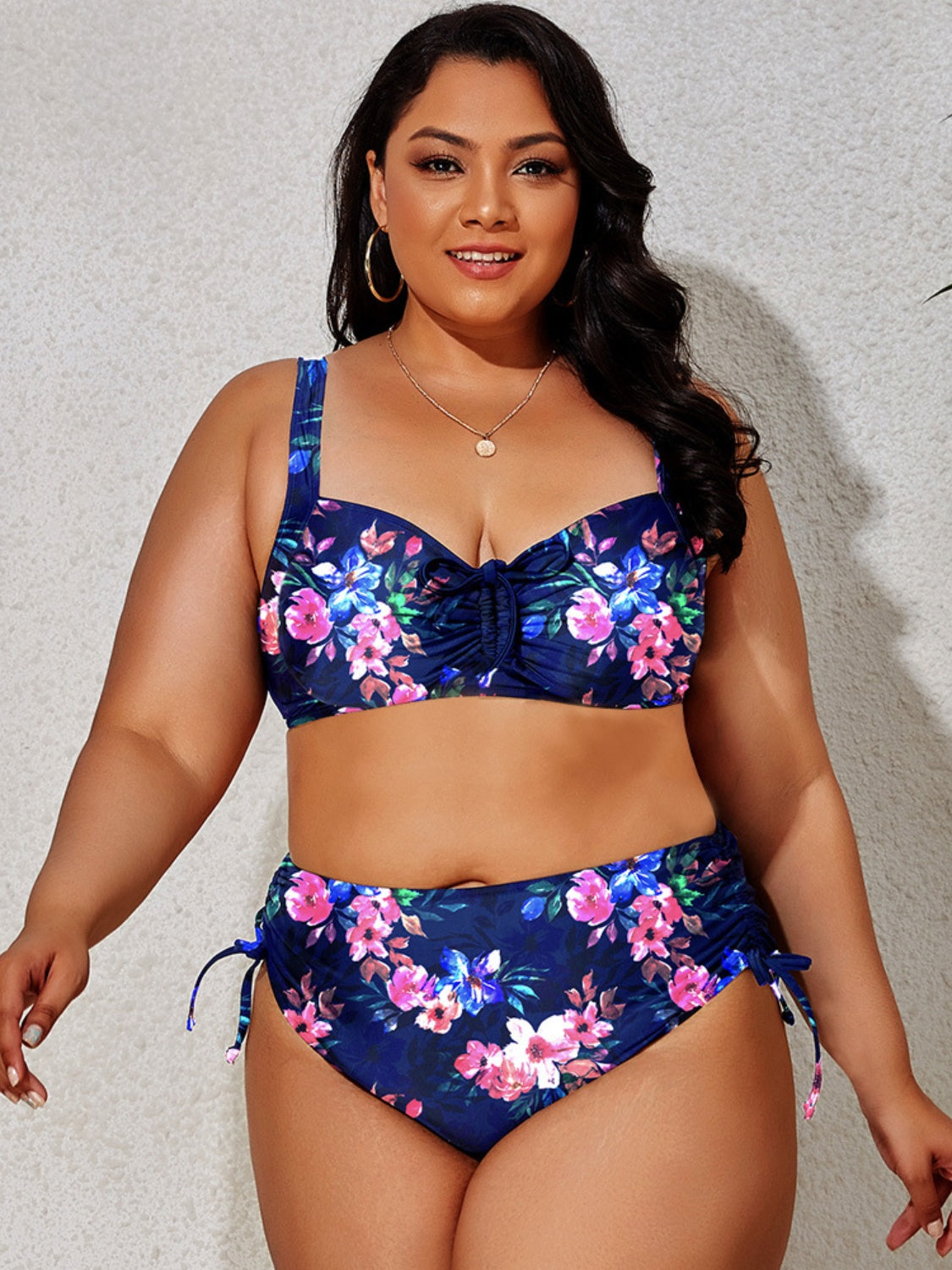 Blue Zone Planet | Plus Size Printed Wide Strap Two-Piece Swim Set-TOPS / DRESSES-[Adult]-[Female]-Royal Blue-L-2022 Online Blue Zone Planet