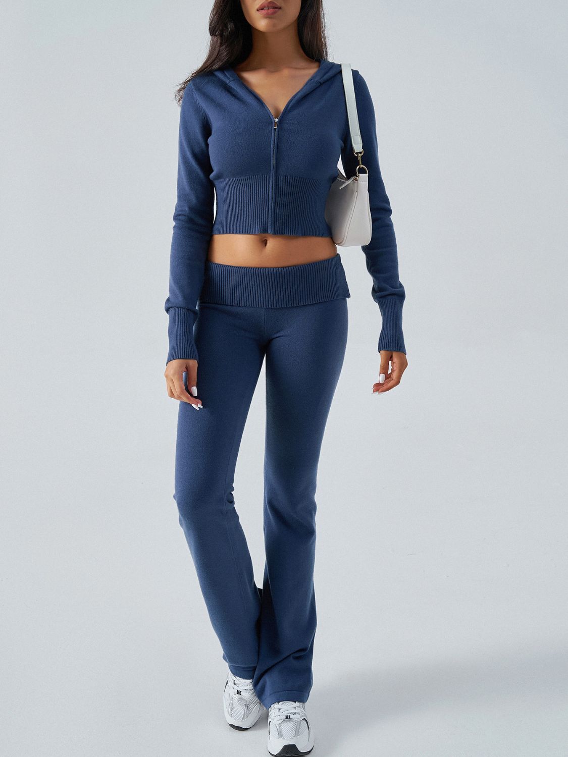 Blue Zone Planet | Devine Zip Up Long Sleeve Hooded Top and Pants Sweater Set-TOPS / DRESSES-[Adult]-[Female]-2022 Online Blue Zone Planet