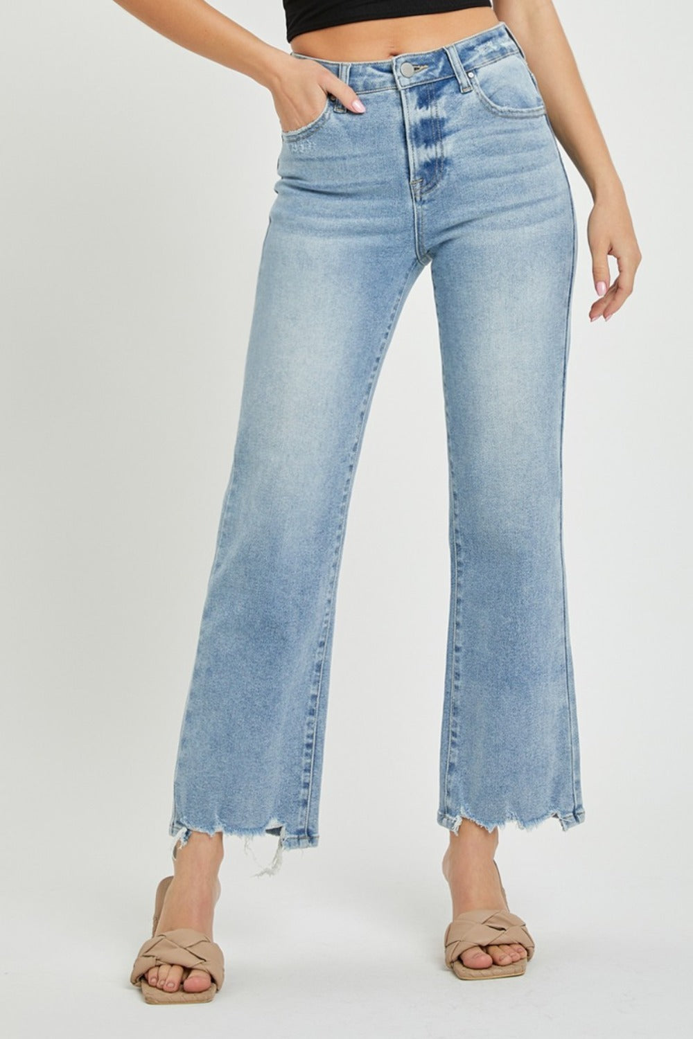 RISEN Full Size High Rise Straight Jeans-BOTTOMS SIZES SMALL MEDIUM LARGE-[Adult]-[Female]-Light-0(24)-2022 Online Blue Zone Planet