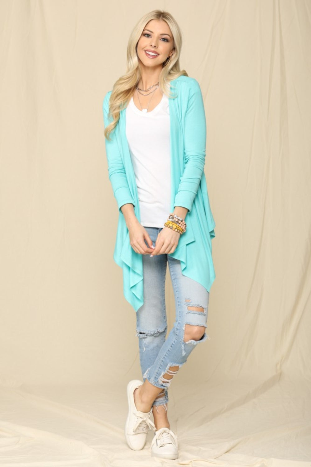 Blue Zone Planet | Celeste Full Size Open Front Knit Cardigan-TOPS / DRESSES-[Adult]-[Female]-2022 Online Blue Zone Planet