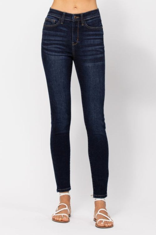 Judy Blue Full Size High Waist Handsand Skinny Jeans-BOTTOMS SIZES SMALL MEDIUM LARGE-[Adult]-[Female]-Dark-0/24-2022 Online Blue Zone Planet