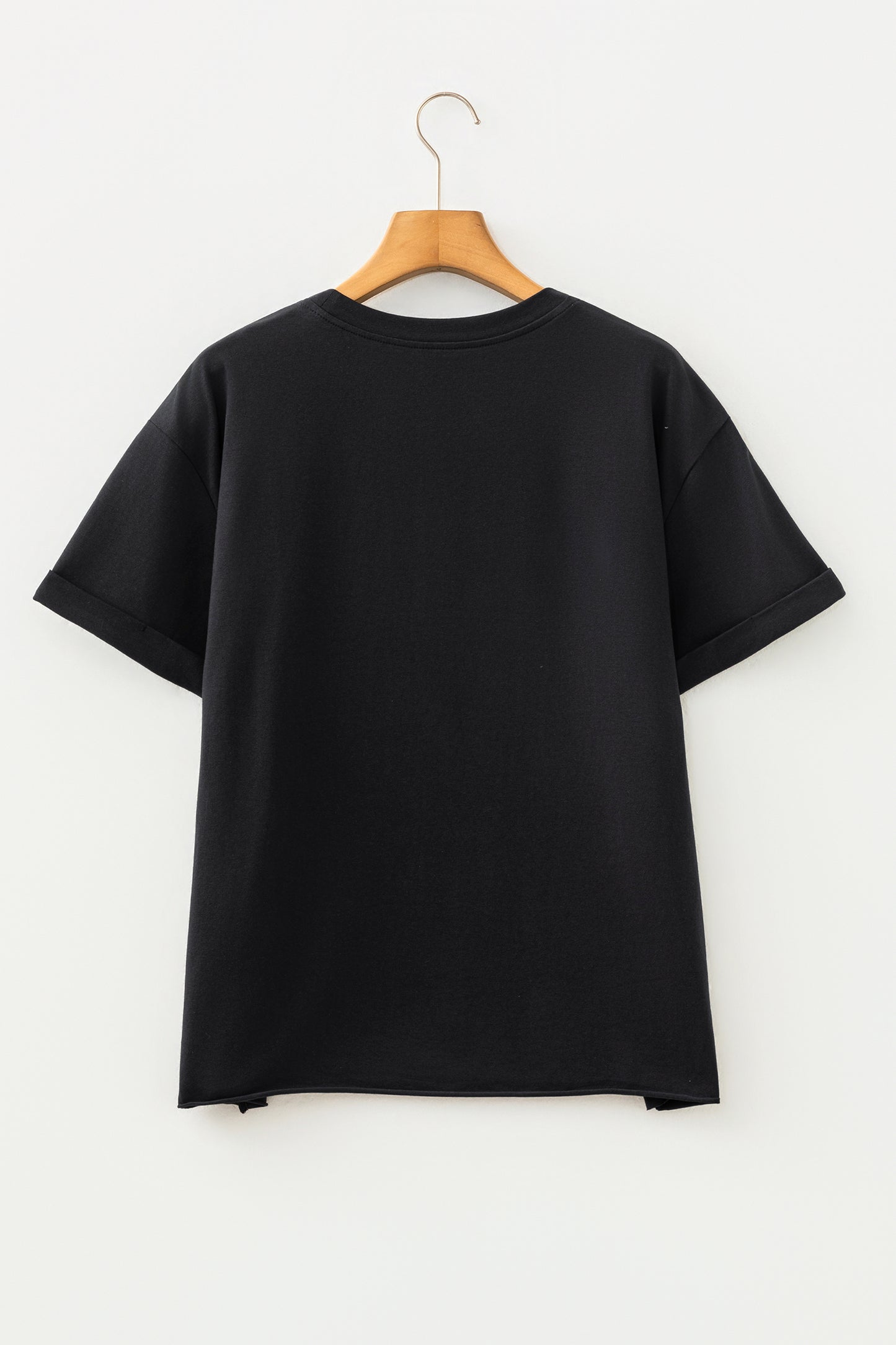 Black Camo Print Game Day Tee Short Sleeve Round Neck Casual T Shirt-Tops/Tops & Tees-[Adult]-[Female]-2022 Online Blue Zone Planet