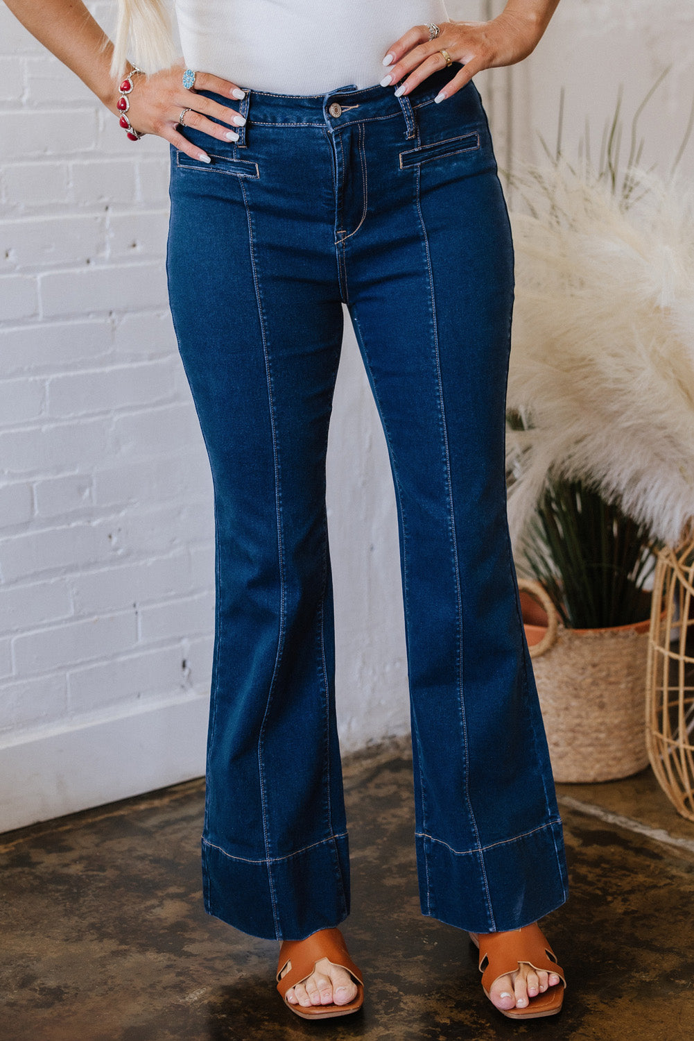 Sail Blue Center Seam Deep Wash Straight Jeans-Bottoms/Jeans-[Adult]-[Female]-2022 Online Blue Zone Planet