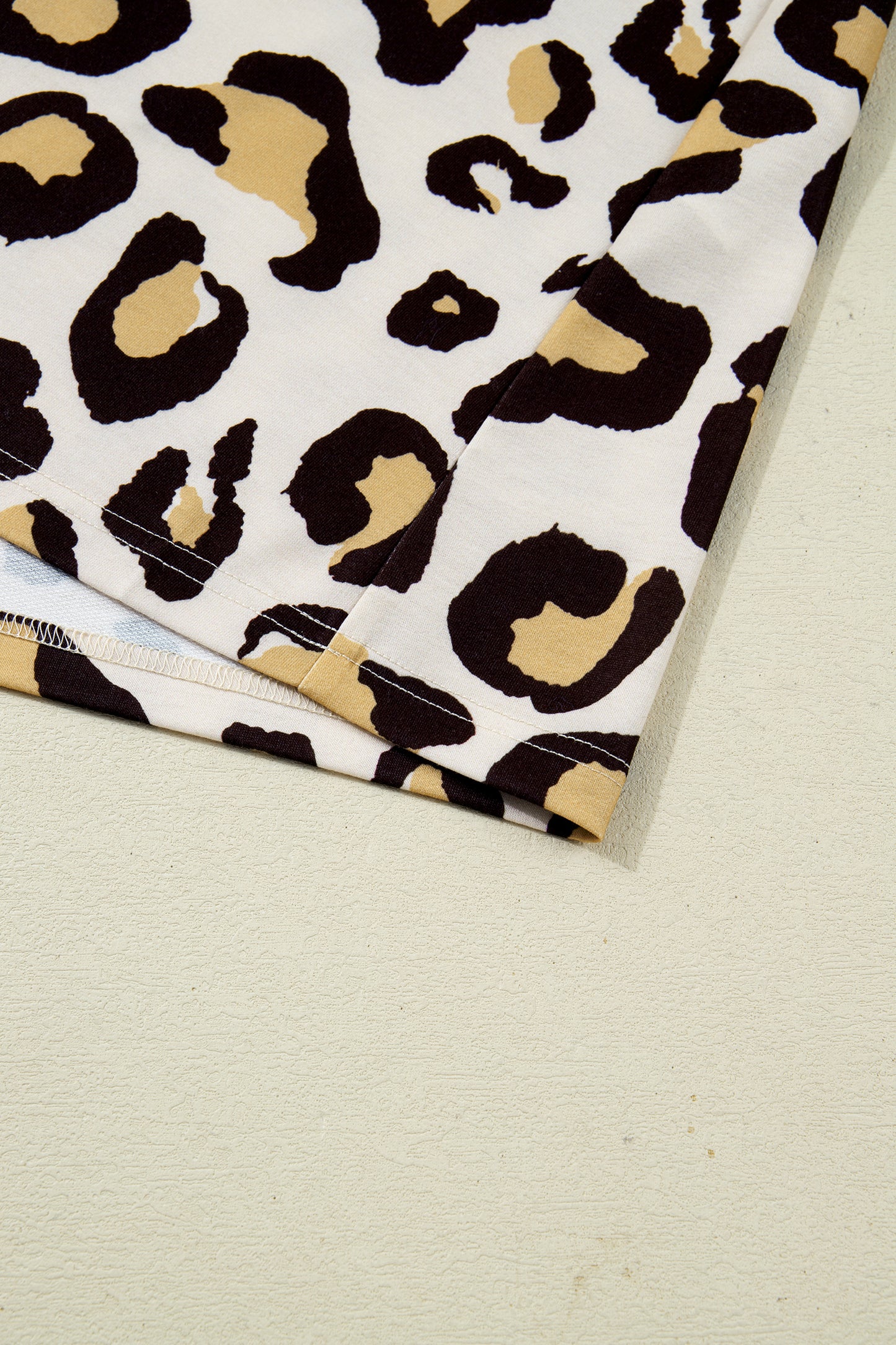 Khaki Leopard Long Sleeve Shift T Shirt Dress With Pockets-TOPS / DRESSES-[Adult]-[Female]-2022 Online Blue Zone Planet