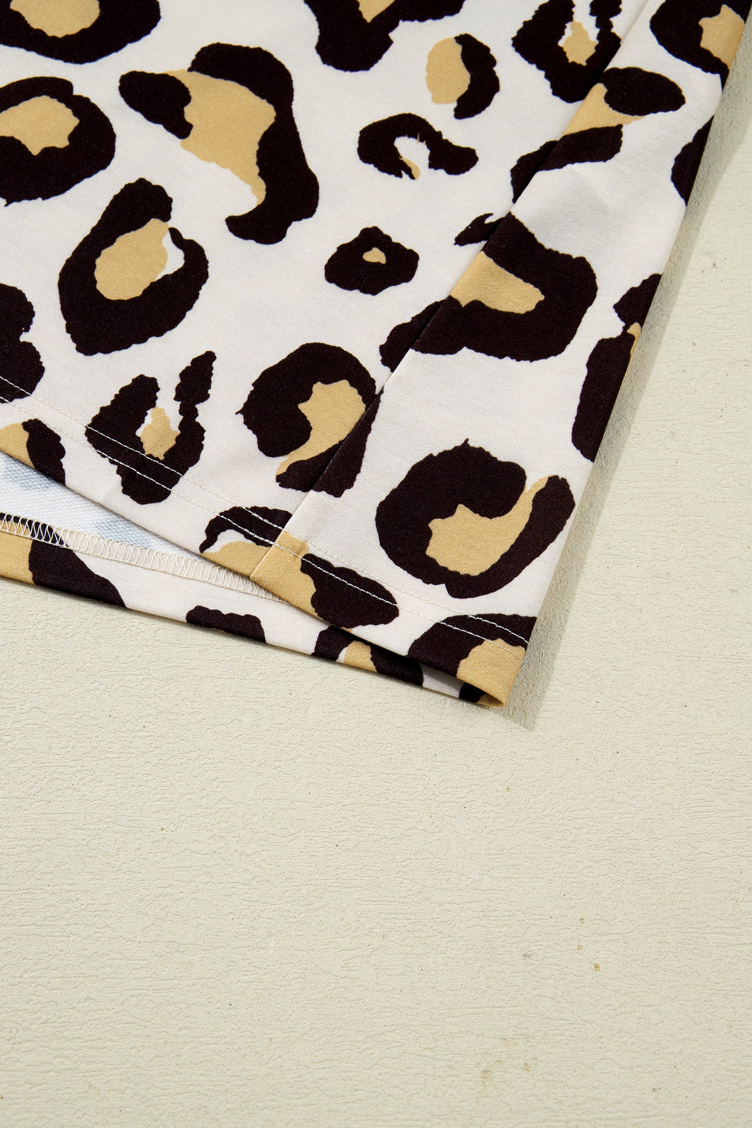 Khaki Leopard Long Sleeve Shift T Shirt Dress With Pockets-TOPS / DRESSES-[Adult]-[Female]-2022 Online Blue Zone Planet