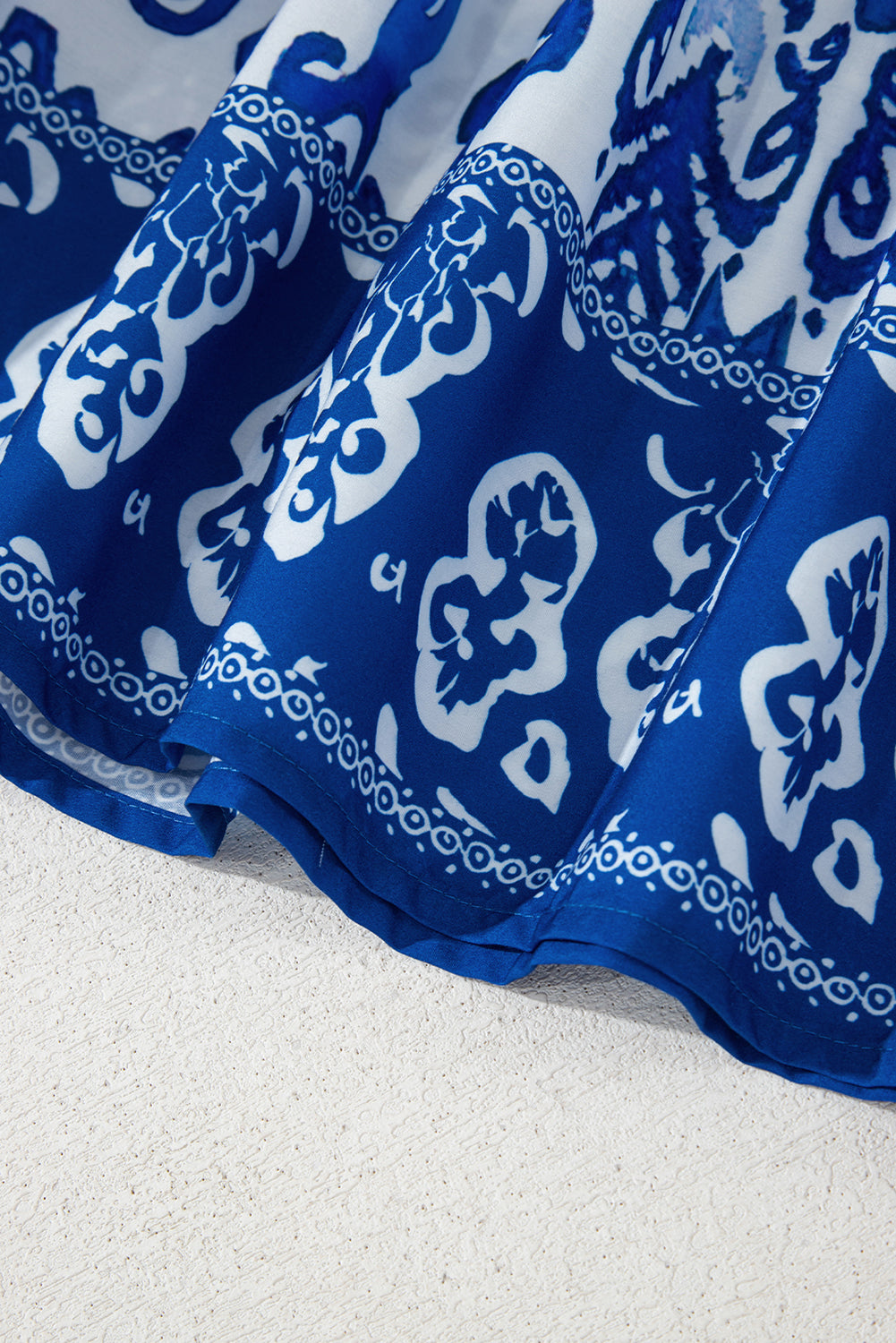 Blue Floral Puff Short Sleeve V Neck High Waist Maxi Dress-TOPS / DRESSES-[Adult]-[Female]-2022 Online Blue Zone Planet