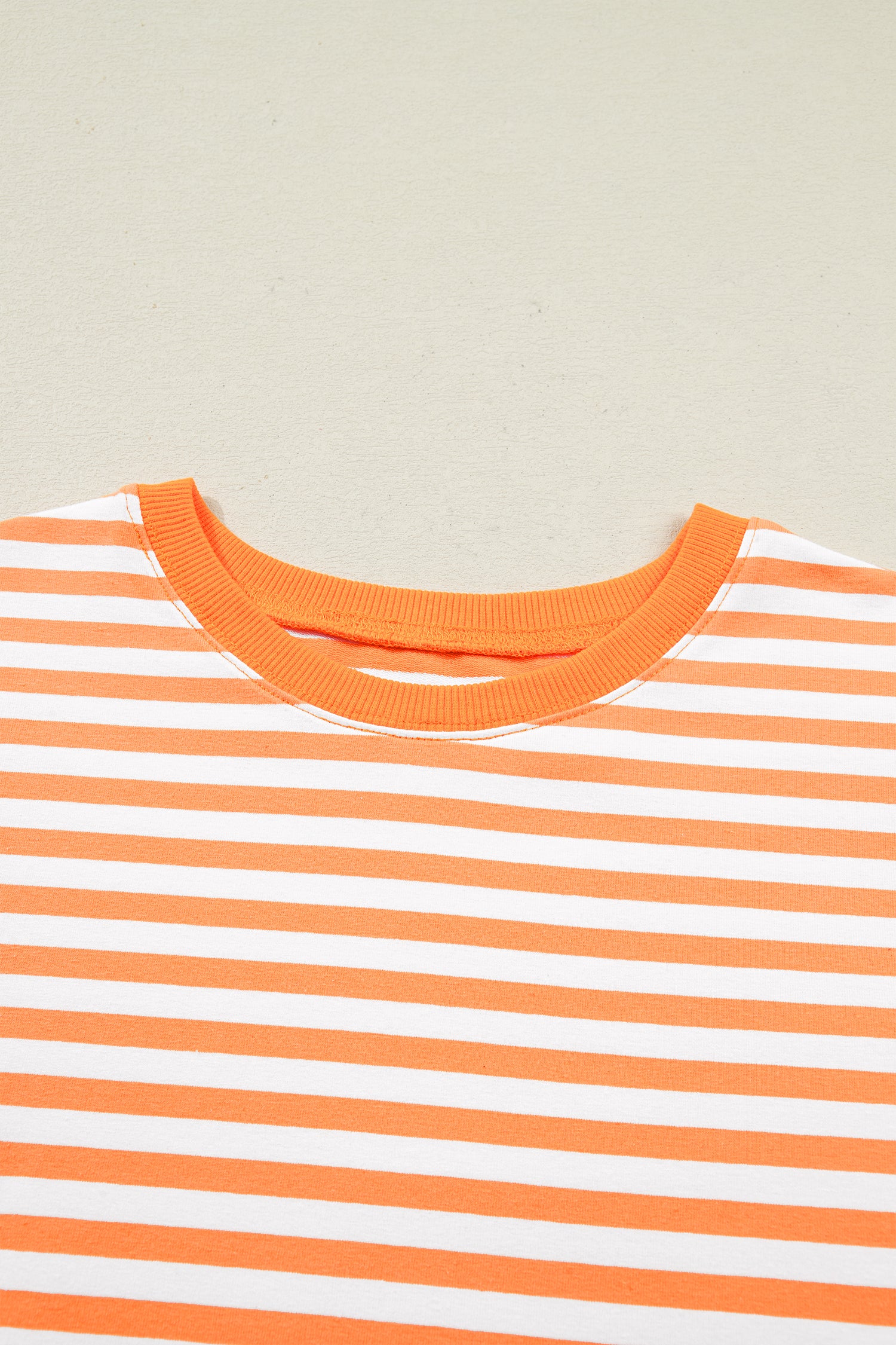 Orange Stripe 3/4 Sleeve Exposed Seam Patchwork Pullover Top-Tops/Tops & Tees-[Adult]-[Female]-2022 Online Blue Zone Planet