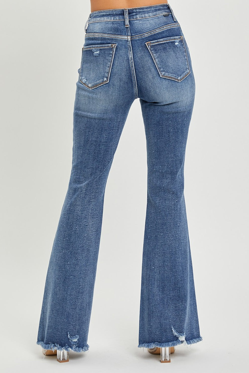 RISEN High Waist Distressed Fare Jeans-BOTTOMS SIZES SMALL MEDIUM LARGE-[Adult]-[Female]-2022 Online Blue Zone Planet