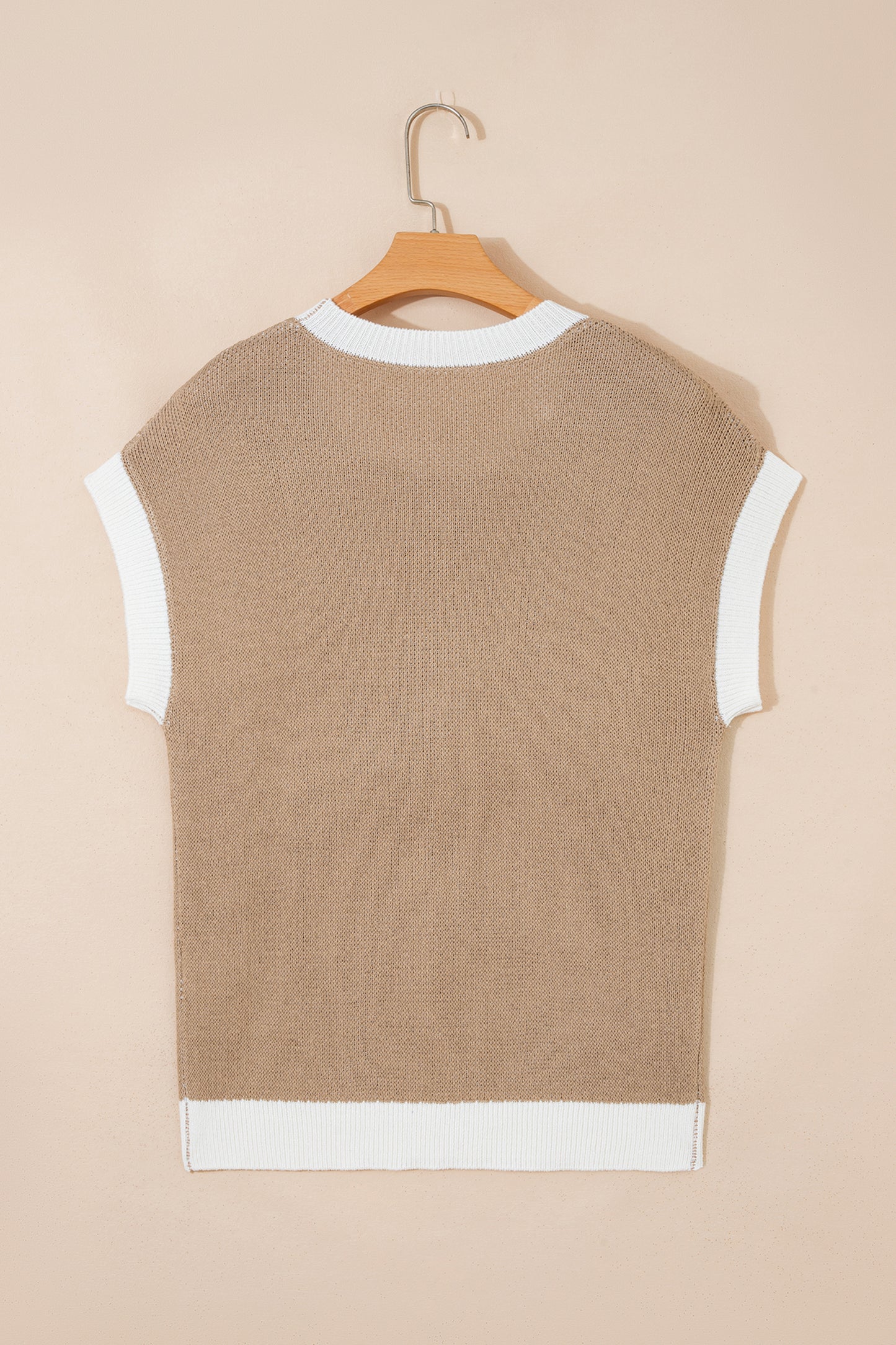 Goat Horse Shoe Pattern Contrast Trim Short Sleeve Sweater-Sweaters & Cardigans/Short Sleeve Sweaters-[Adult]-[Female]-2022 Online Blue Zone Planet