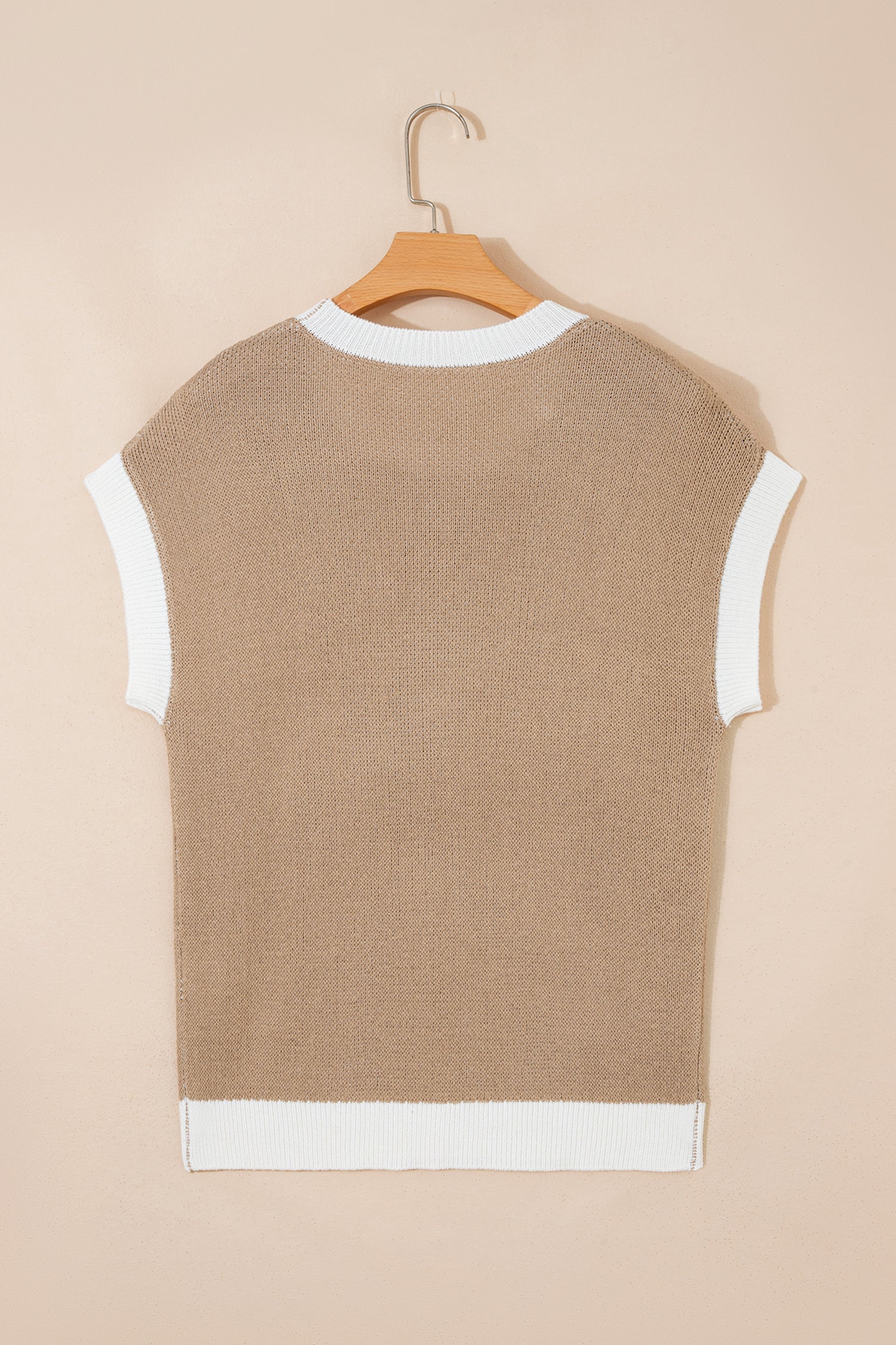 Goat Horse Shoe Pattern Contrast Trim Short Sleeve Sweater-Sweaters & Cardigans/Short Sleeve Sweaters-[Adult]-[Female]-2022 Online Blue Zone Planet