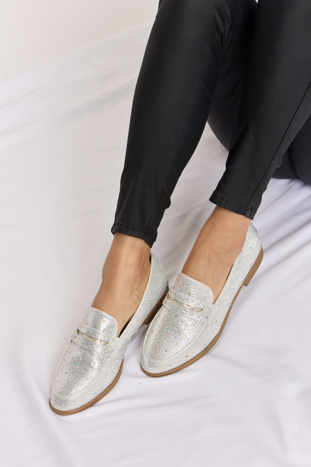 Forever Link Rhinestone Point Toe Loafers-SHOES-[Adult]-[Female]-2022 Online Blue Zone Planet