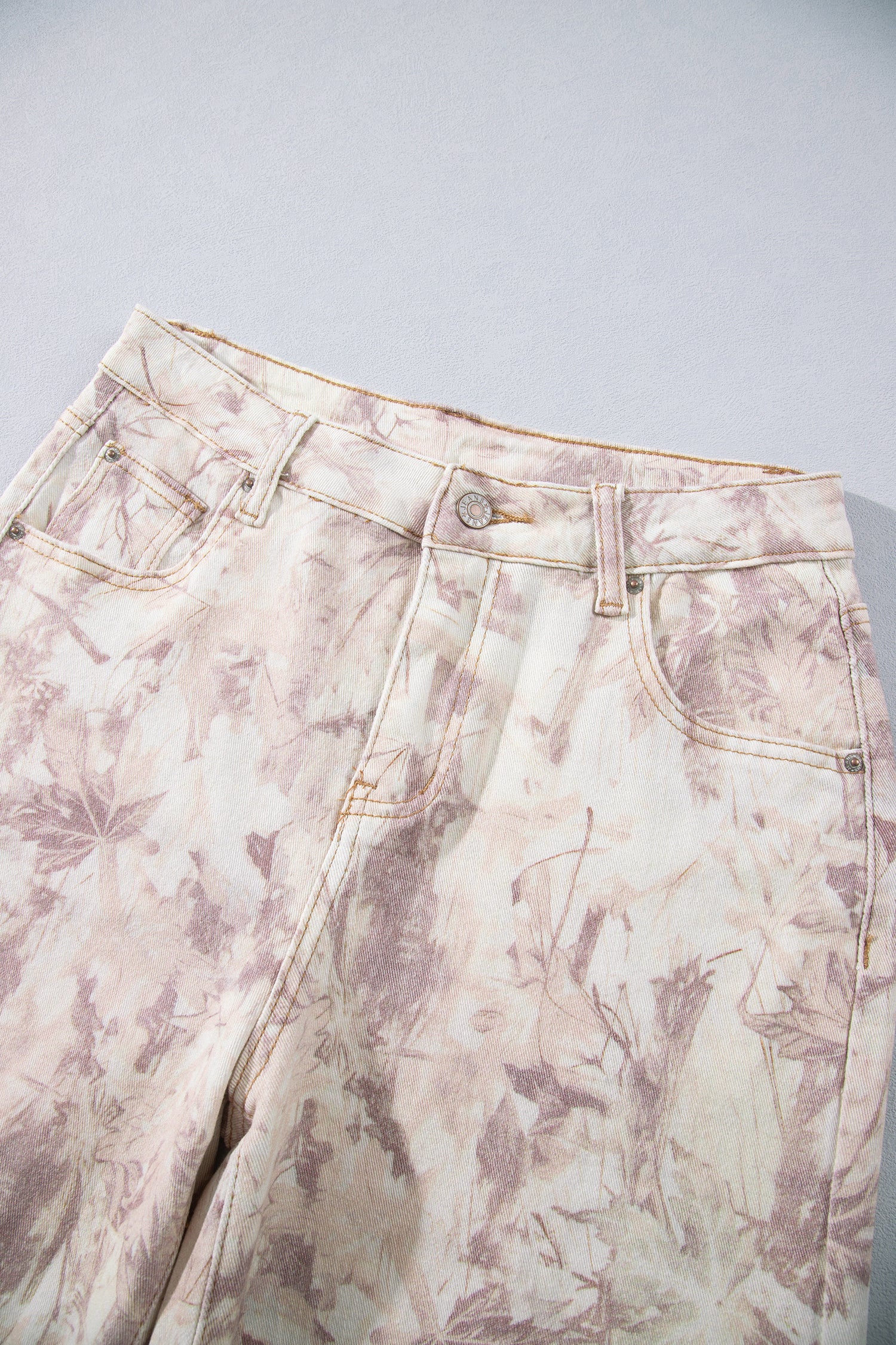 Khaki Woodland Camo Tummy Control Denim Wide Leg Jeans-Bottoms/Jeans-[Adult]-[Female]-2022 Online Blue Zone Planet