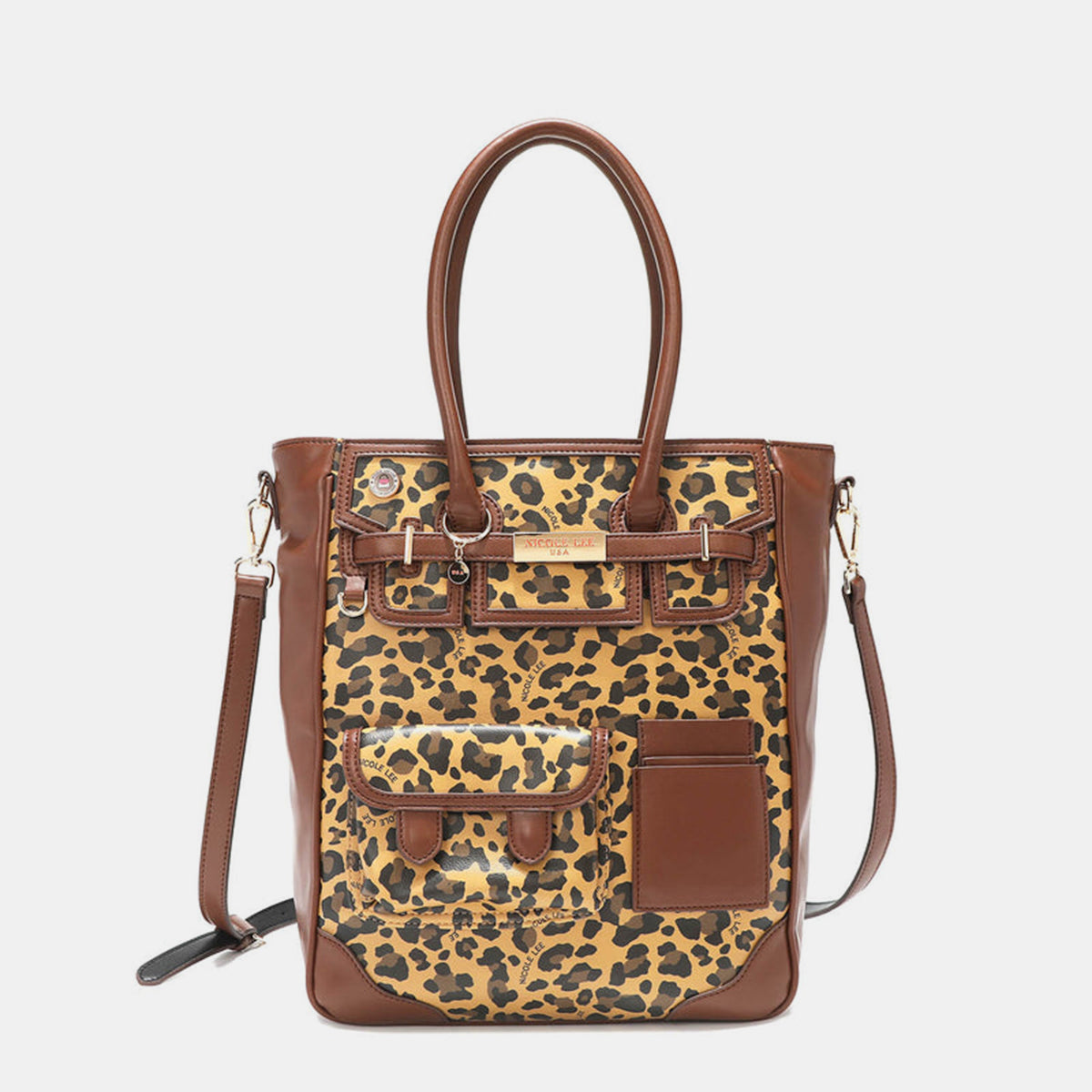 Nicole Lee USA Leopard Large Tote Bag-HANDBAGS-[Adult]-[Female]-Leopard-One Size-2022 Online Blue Zone Planet