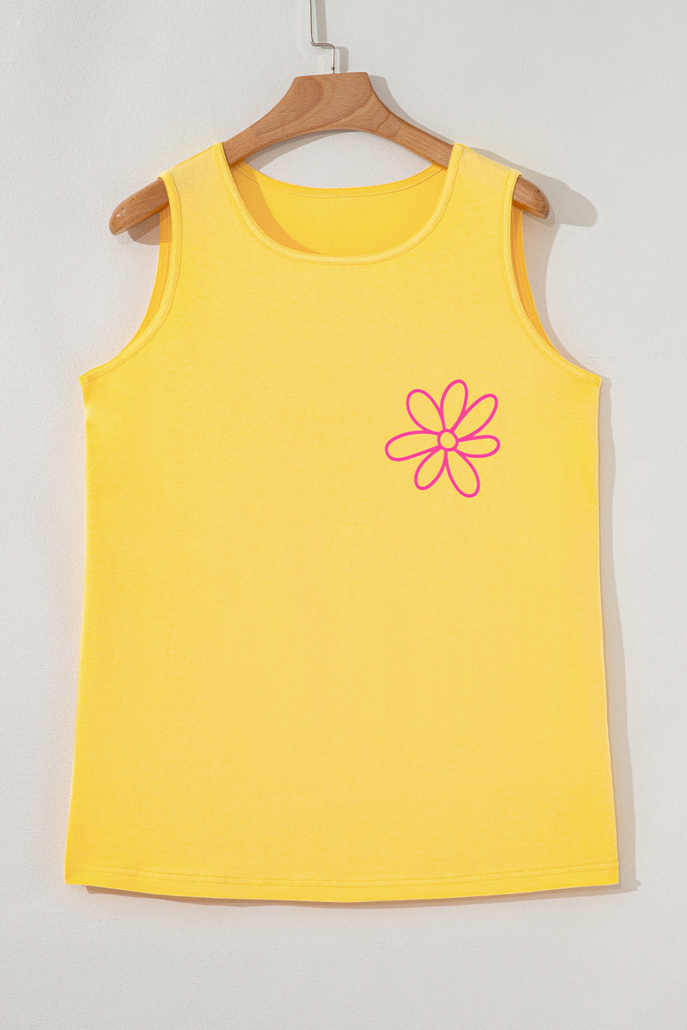 Yellow Cream Flower Graphic Casual Tank Top-Tops/Tank Tops-[Adult]-[Female]-2022 Online Blue Zone Planet