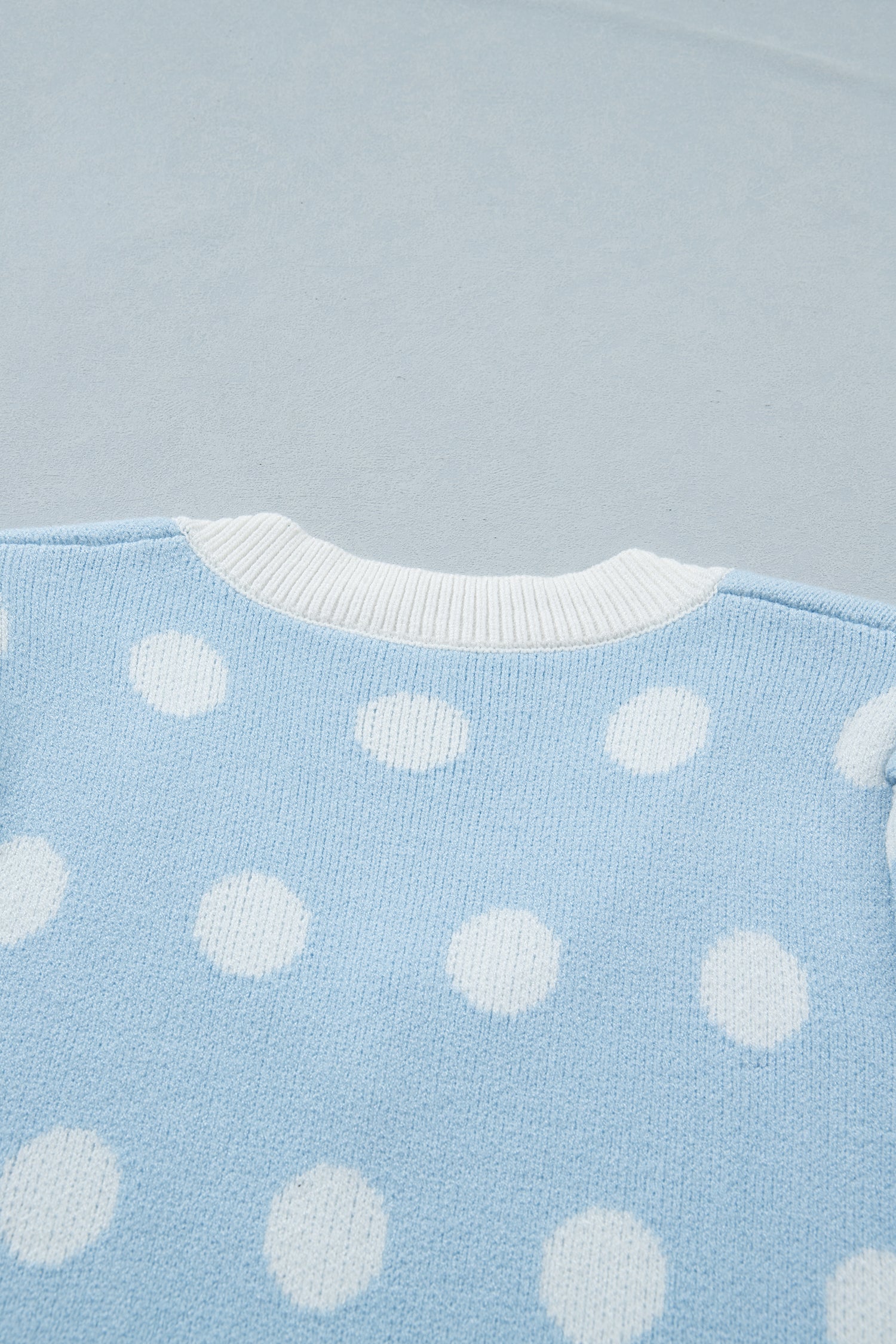Rose Red Polka Dot Puff Short Sleeve Sweater Top-Sweaters & Cardigans/Short Sleeve Sweaters-[Adult]-[Female]-2022 Online Blue Zone Planet