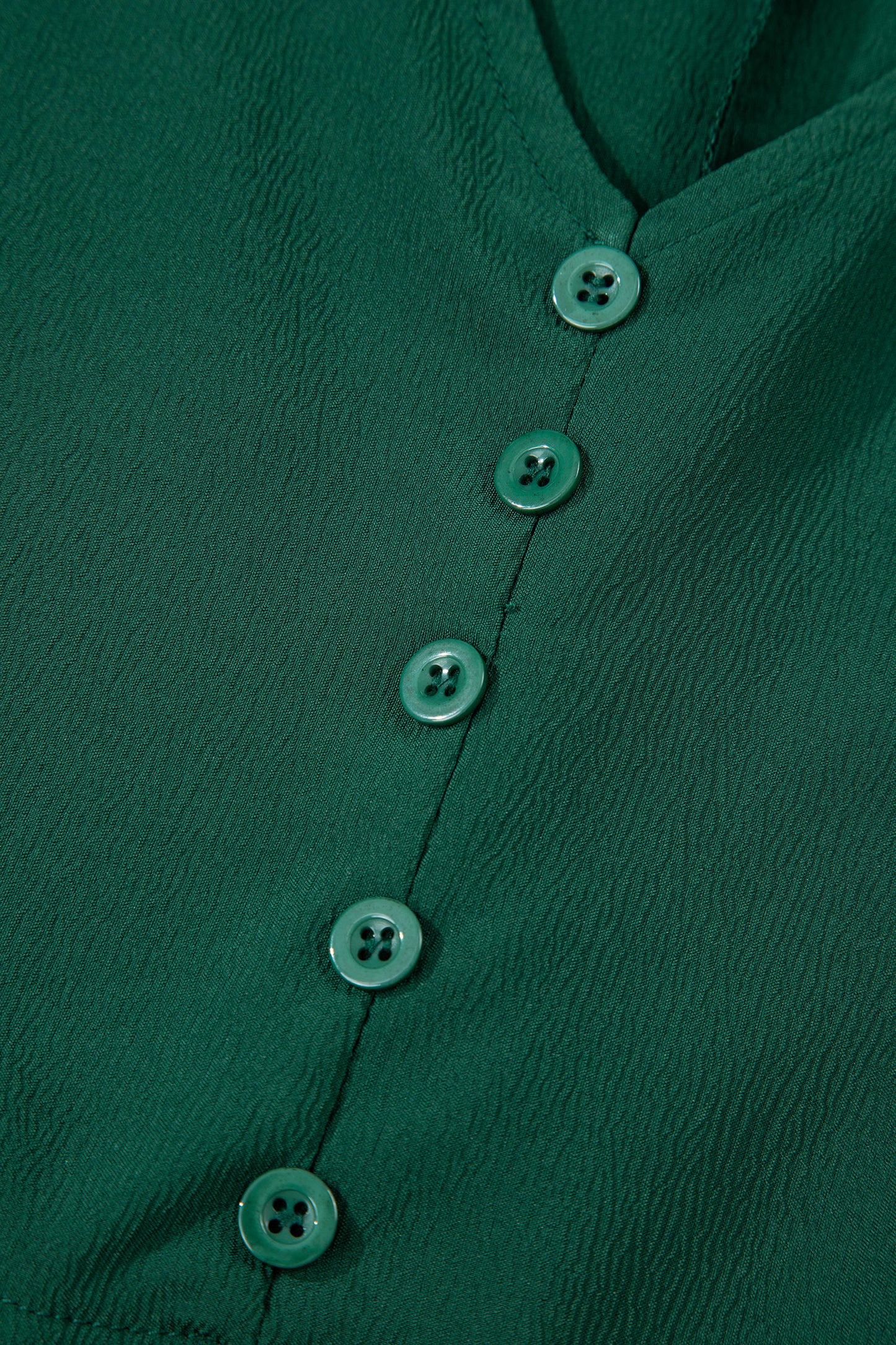 Blackish Green Solid Long Sleeve Button V Neck Tiered Maxi Dress-TOPS / DRESSES-[Adult]-[Female]-2022 Online Blue Zone Planet