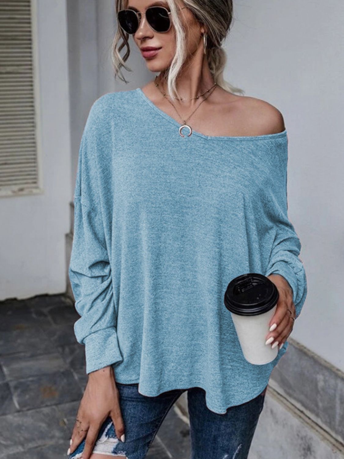 Full Size Double Tie Drop Shoulder Long Sleeve T-Shirt-TOPS / DRESSES-[Adult]-[Female]-2022 Online Blue Zone Planet