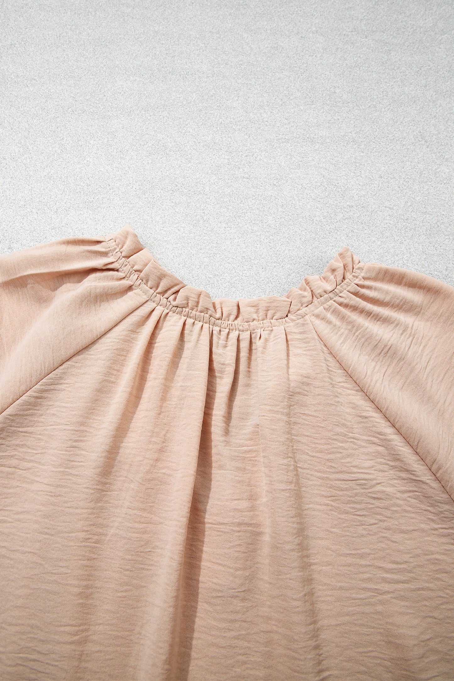 Parchment V Neck Gathered Cuff Three Quarter Sleeve Blouse-Tops/Blouses & Shirts-[Adult]-[Female]-2022 Online Blue Zone Planet