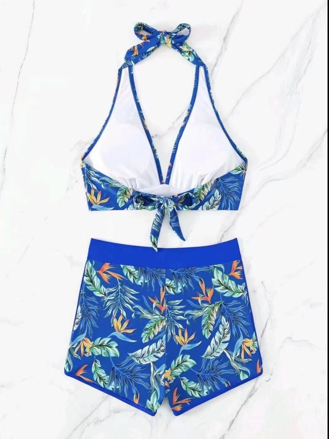 Blue Zone Planet | Printed Halter Neck Two-Piece Swim Set-TOPS / DRESSES-[Adult]-[Female]-2022 Online Blue Zone Planet