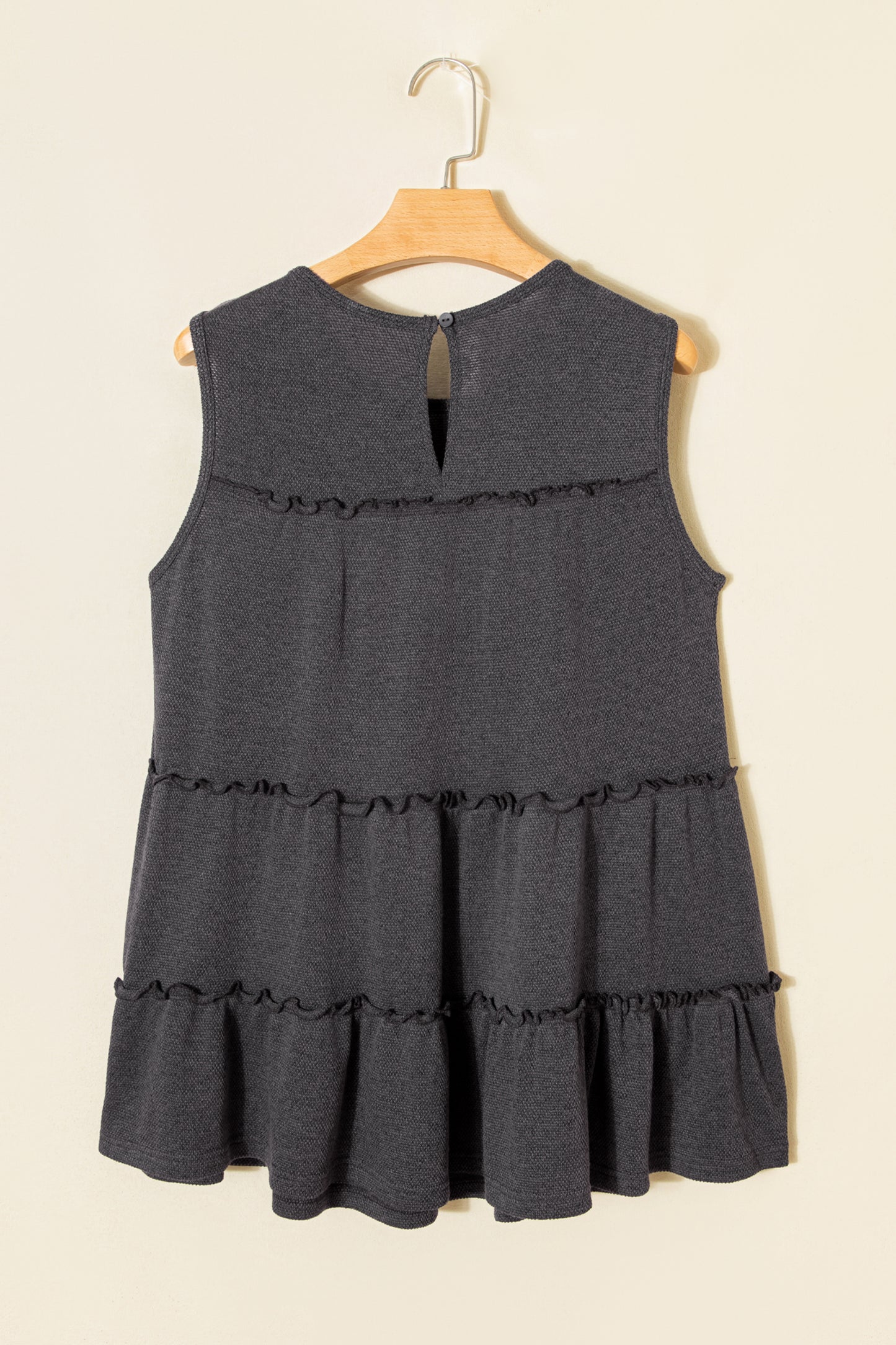Dark Grey Tiered Frill Trim A-line Tank Top-Tops/Tank Tops-[Adult]-[Female]-2022 Online Blue Zone Planet