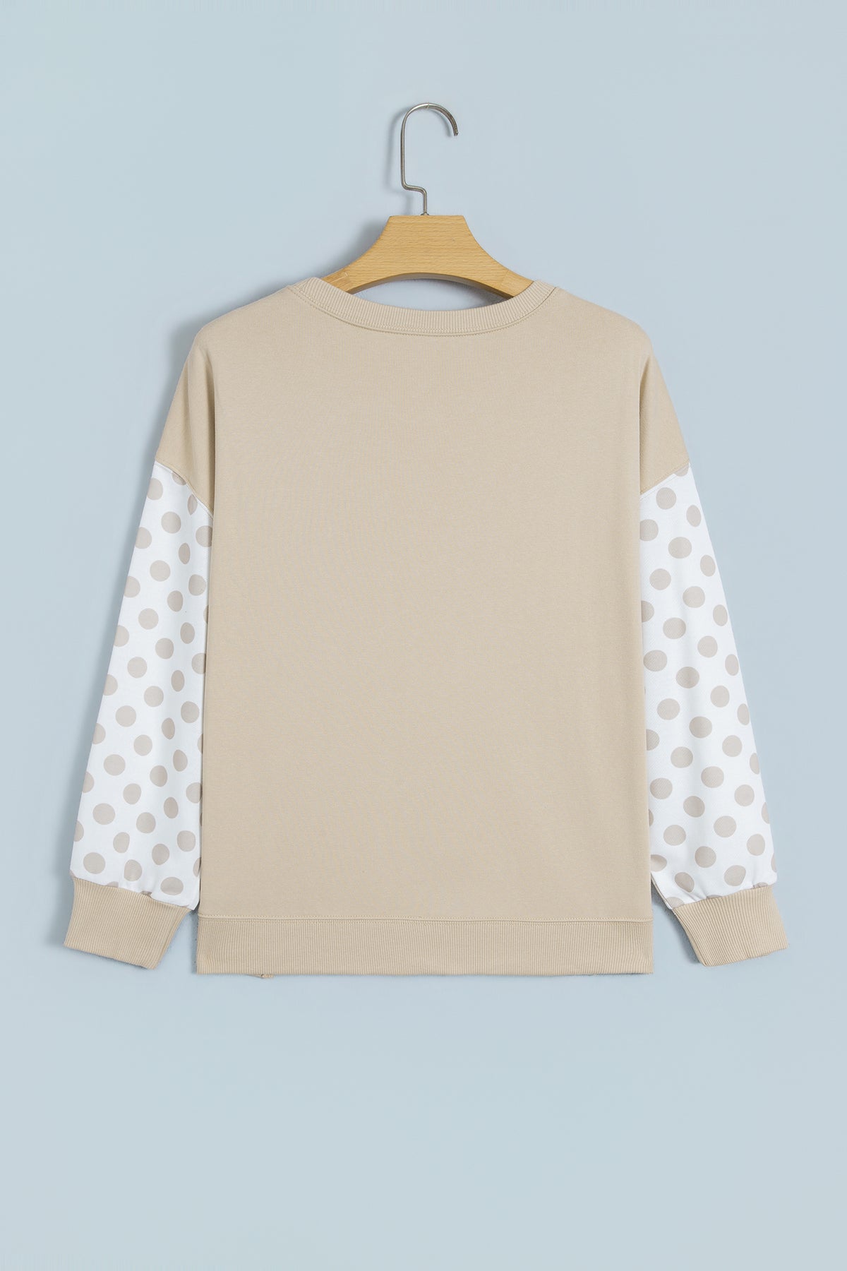 Green Polka Dot Patchwork Sleeve Crew Neck Loose Pullover Sweatshirt-Tops/Sweatshirts & Hoodies-[Adult]-[Female]-2022 Online Blue Zone Planet