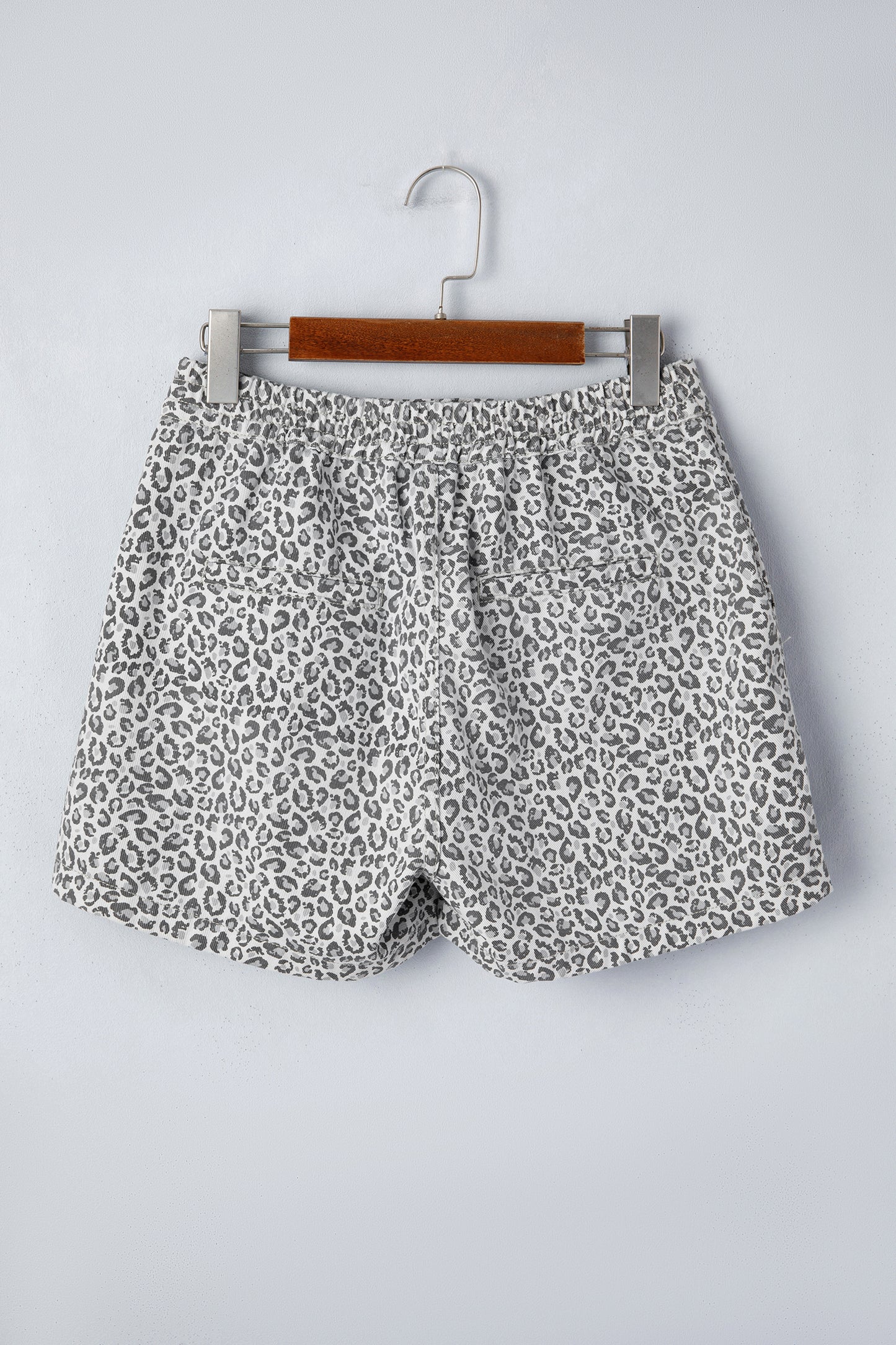 Gray Leopard Print Wrap Front Denim Shorts-Bottoms/Denim Shorts-[Adult]-[Female]-2022 Online Blue Zone Planet