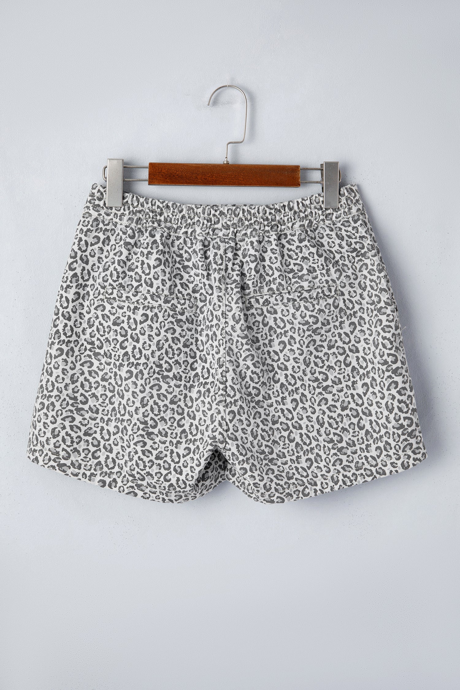 Gray Leopard Print Wrap Front Denim Shorts-Bottoms/Denim Shorts-[Adult]-[Female]-2022 Online Blue Zone Planet