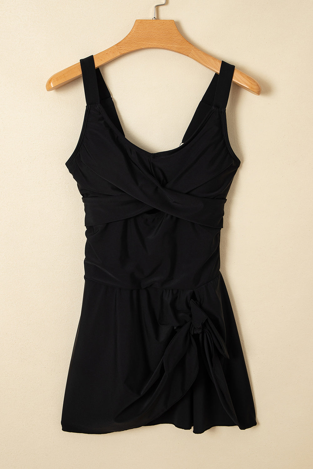 Black Adjustable Straps Cutout Ruched Knot Slit One Piece Swim Dress-TOPS / DRESSES-[Adult]-[Female]-2022 Online Blue Zone Planet