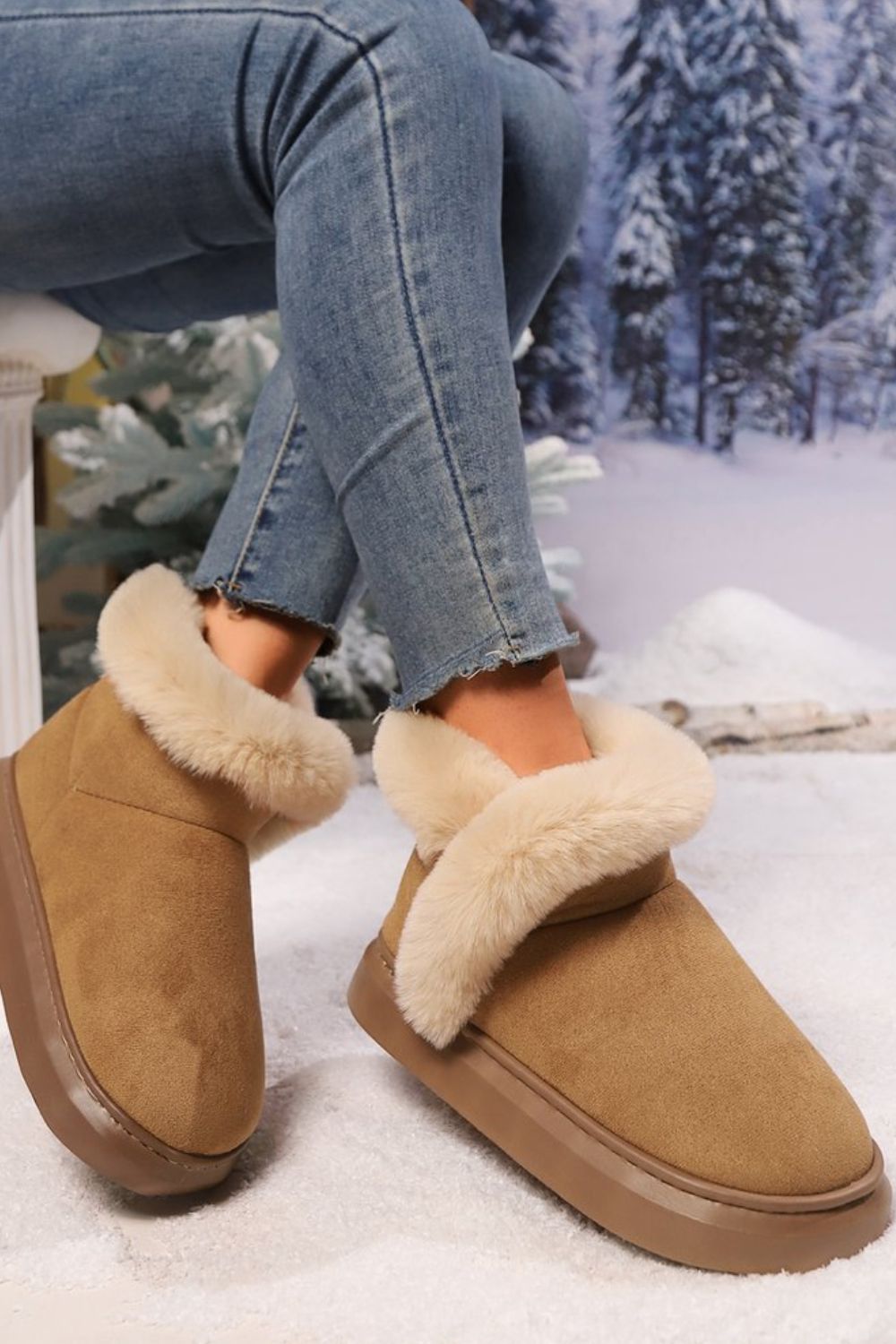 Faux Fur Round Toe Platform Boots-SLIPPERS-[Adult]-[Female]-Caramel-36(US5)-2022 Online Blue Zone Planet