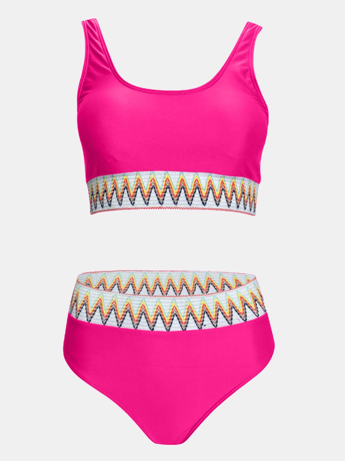 Scoop Neck Wide Strap Two-Piece Swim Set-TOPS / DRESSES-[Adult]-[Female]-Hot Pink-S-2022 Online Blue Zone Planet