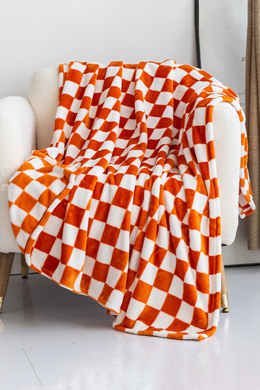 Black Checkerboard Printed Soft Throw Blanket-Accessories & Jewelry-[Adult]-[Female]-Orange-ONE SIZE-2022 Online Blue Zone Planet