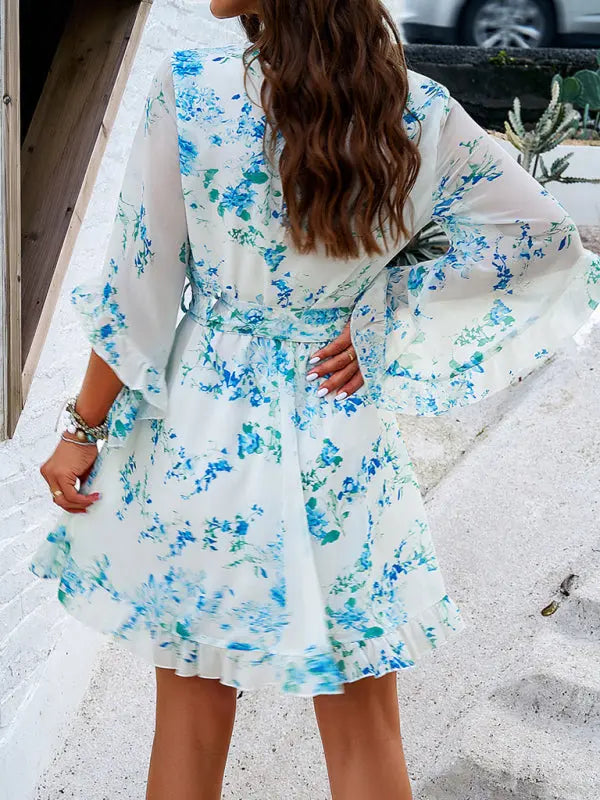 elegant printed strappy dress BLUE ZONE PLANET