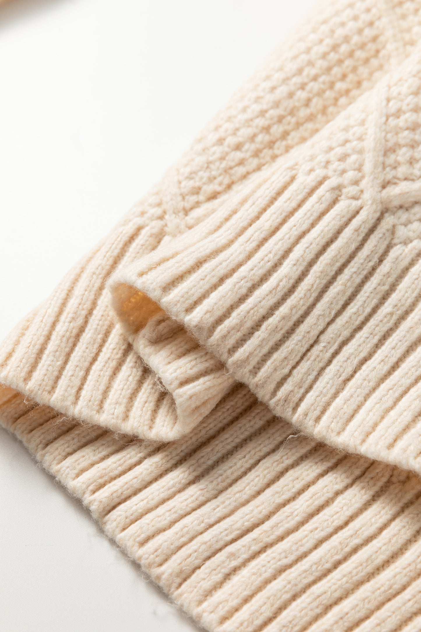 Oatmeal Cable Knit Drop Shoulder Loose Fit Sweater Dress-TOPS / DRESSES-[Adult]-[Female]-2022 Online Blue Zone Planet