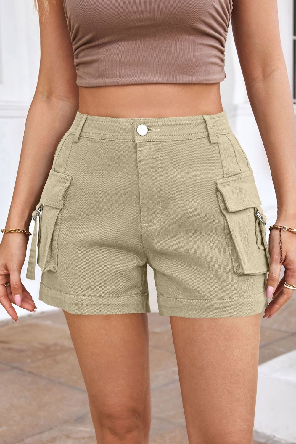 High Waist Shorts with Pockets-BOTTOMS SIZES SMALL MEDIUM LARGE-[Adult]-[Female]-Yellow Green-XS-2022 Online Blue Zone Planet