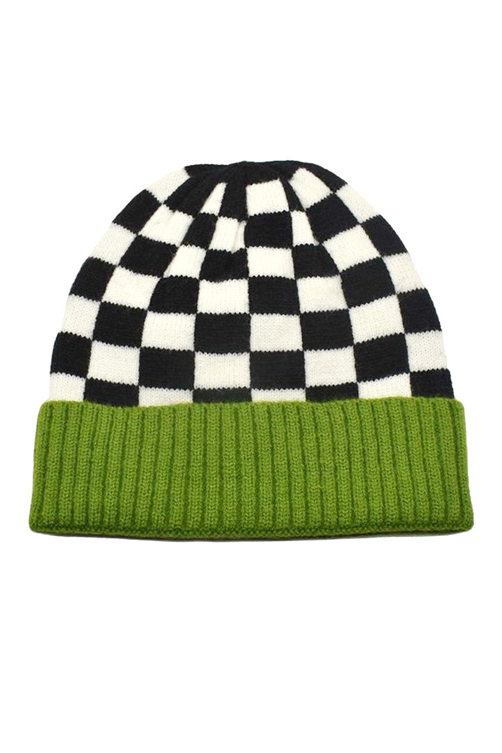 Blue Zone Planet | Spinach Green Checkered Color Block Unisex Winter Beanie Hat-BEANIES-[Adult]-[Female]-Spinach Green-ONE SIZE-2022 Online Blue Zone Planet