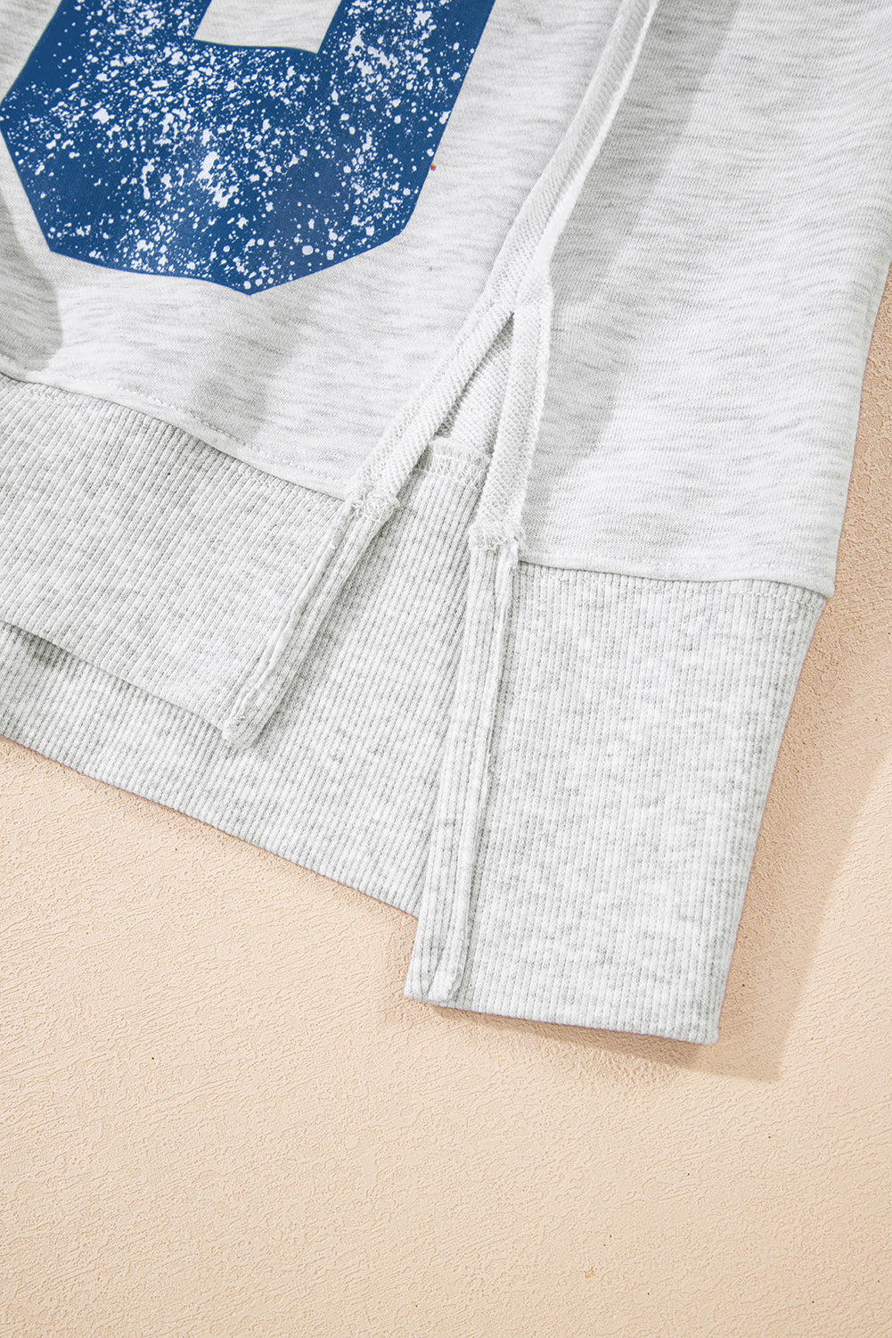 Light Grey Faded Varsity Print Loose Pullover Top-Tops/Long Sleeve Tops-[Adult]-[Female]-2022 Online Blue Zone Planet