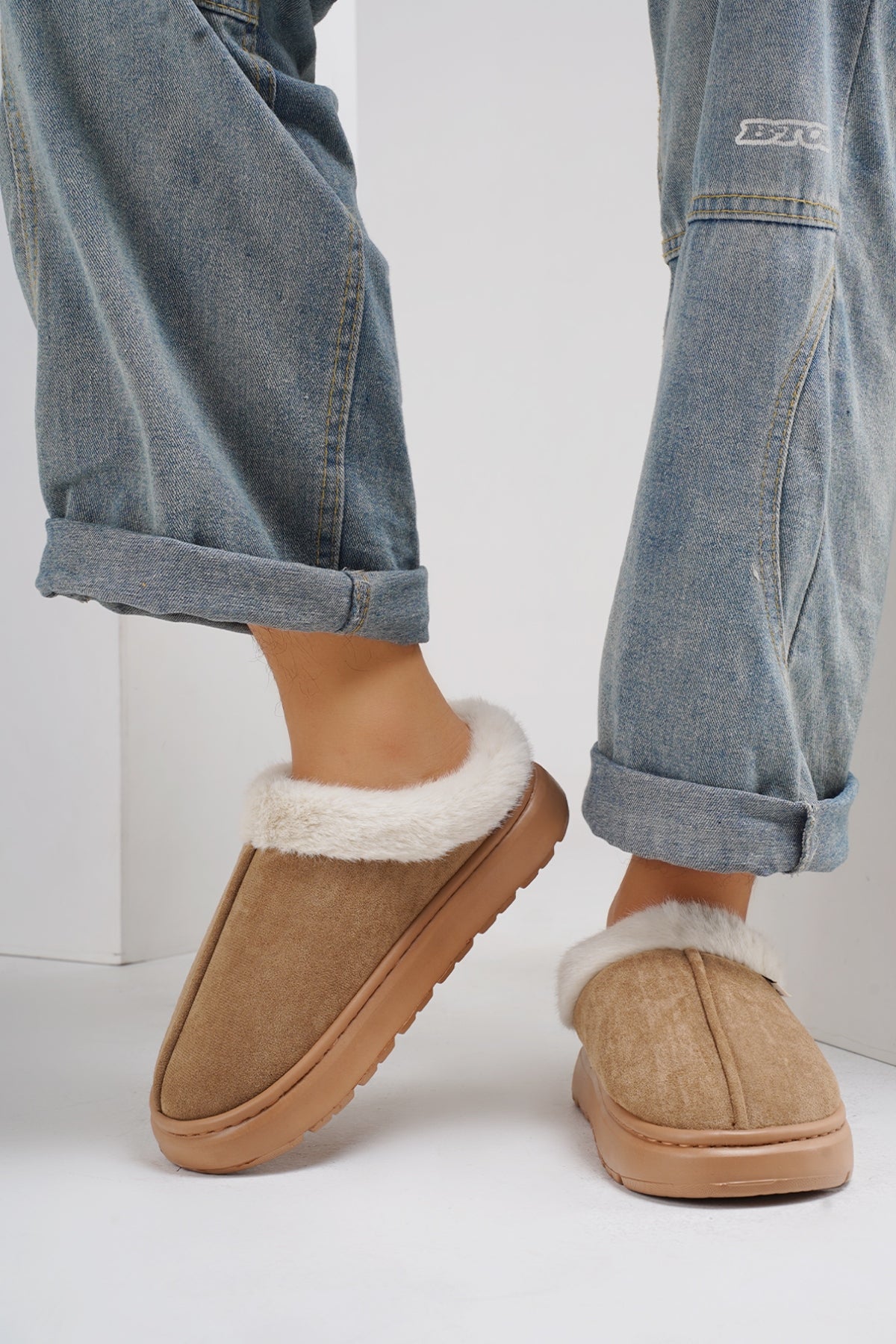 Furry Round Toe Platform Slippers-SHOES-[Adult]-[Female]-2022 Online Blue Zone Planet