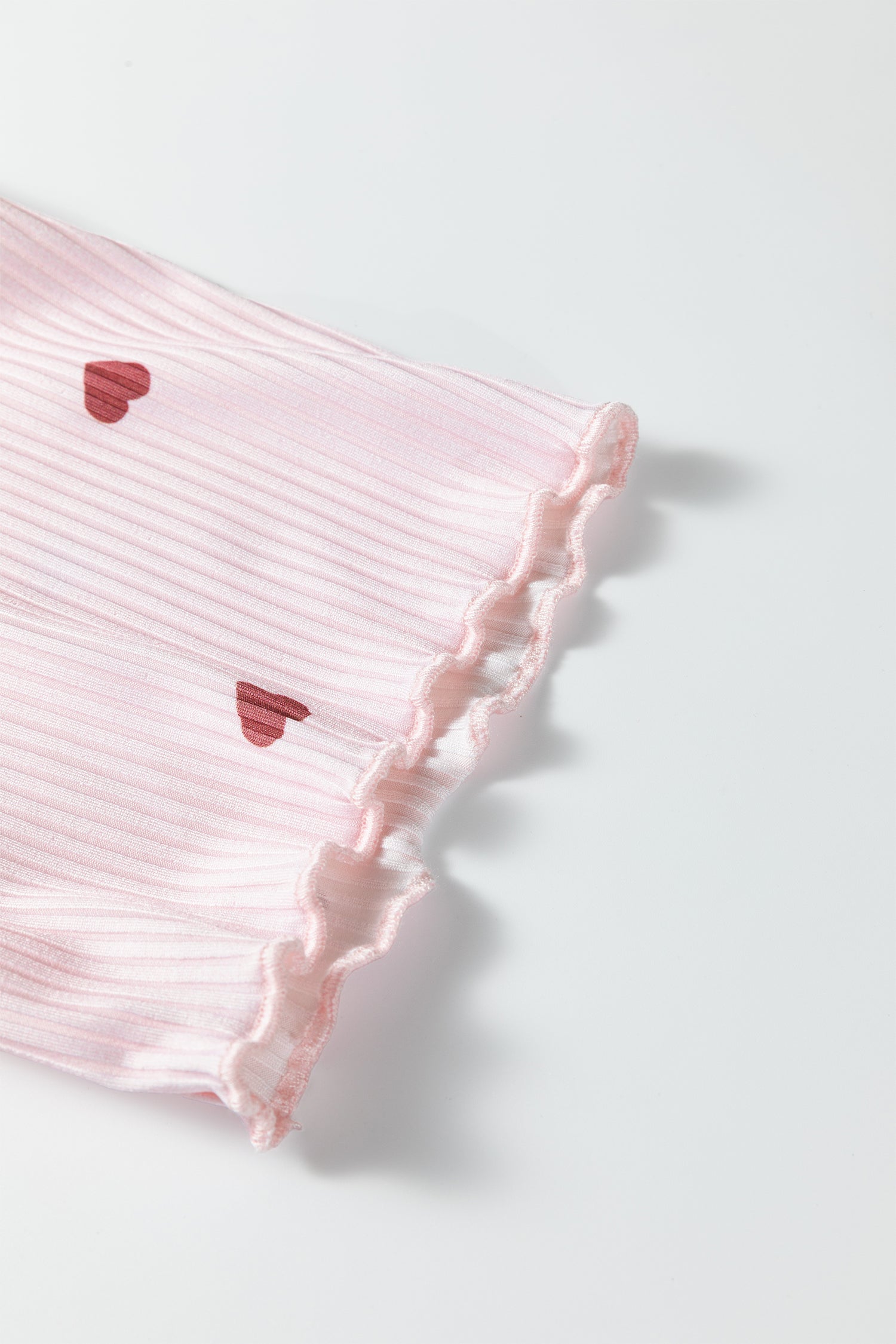 Light Pink Valentine Heart Shape Print Ribbed Knit Short Lounge Set-Loungewear & Sleepwear/Loungewear-[Adult]-[Female]-2022 Online Blue Zone Planet