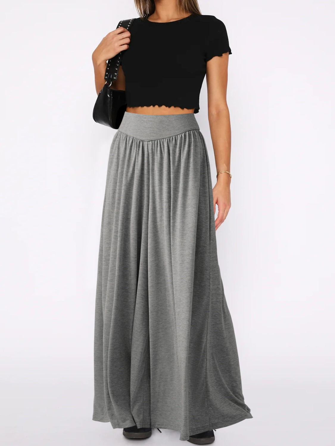 High Waist Wide Leg Pants-BOTTOMS SIZES SMALL MEDIUM LARGE-[Adult]-[Female]-2022 Online Blue Zone Planet