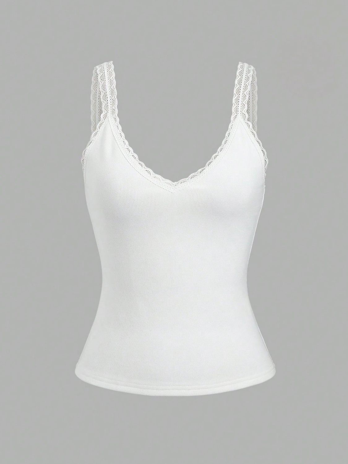 Lace Detail V-Neck Wide Strap Tank-TOPS / DRESSES-[Adult]-[Female]-White-S-2022 Online Blue Zone Planet